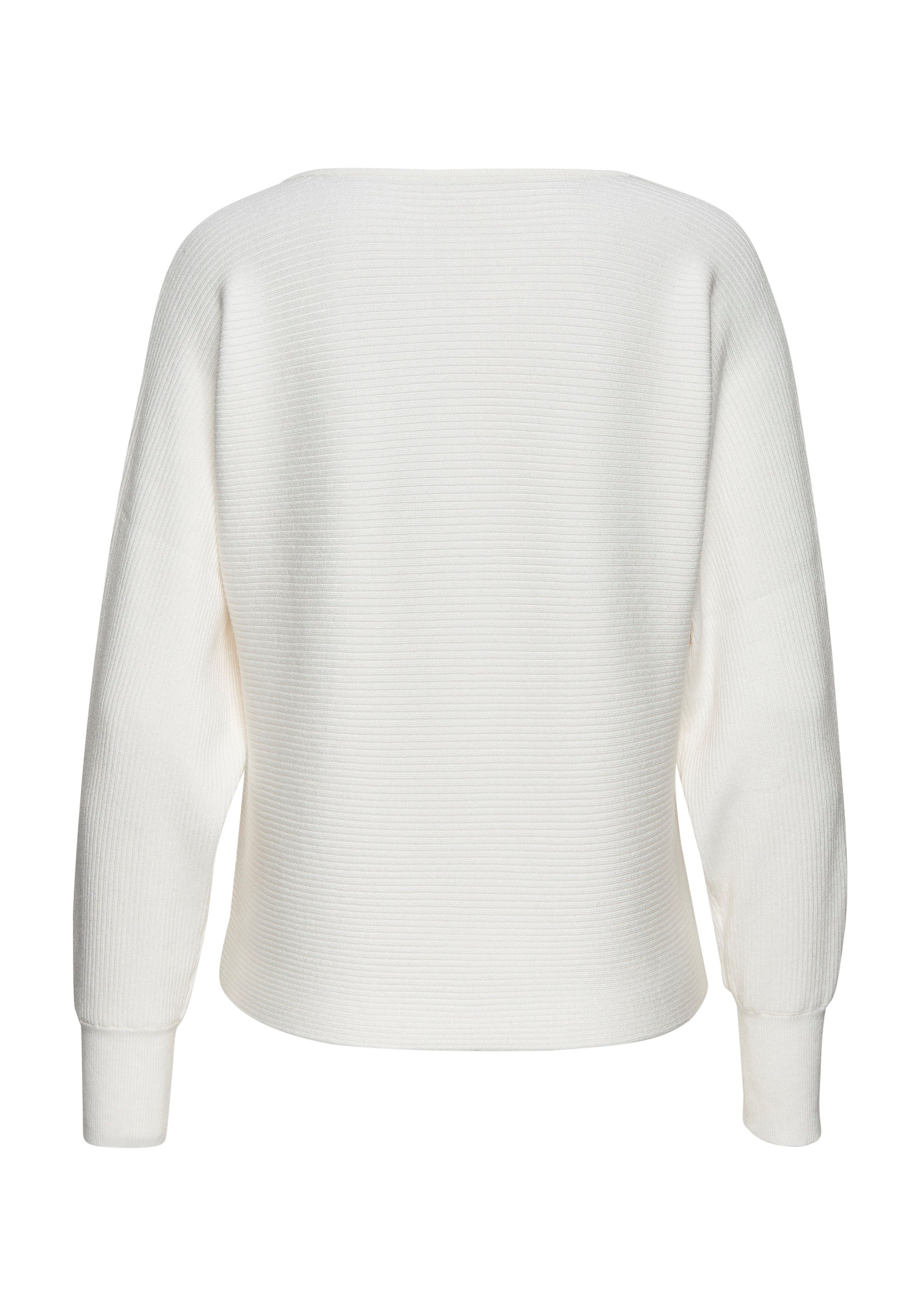 Vivance Gebreide trui met u-boot halslijn vleermuismouwen strepenlook oversized