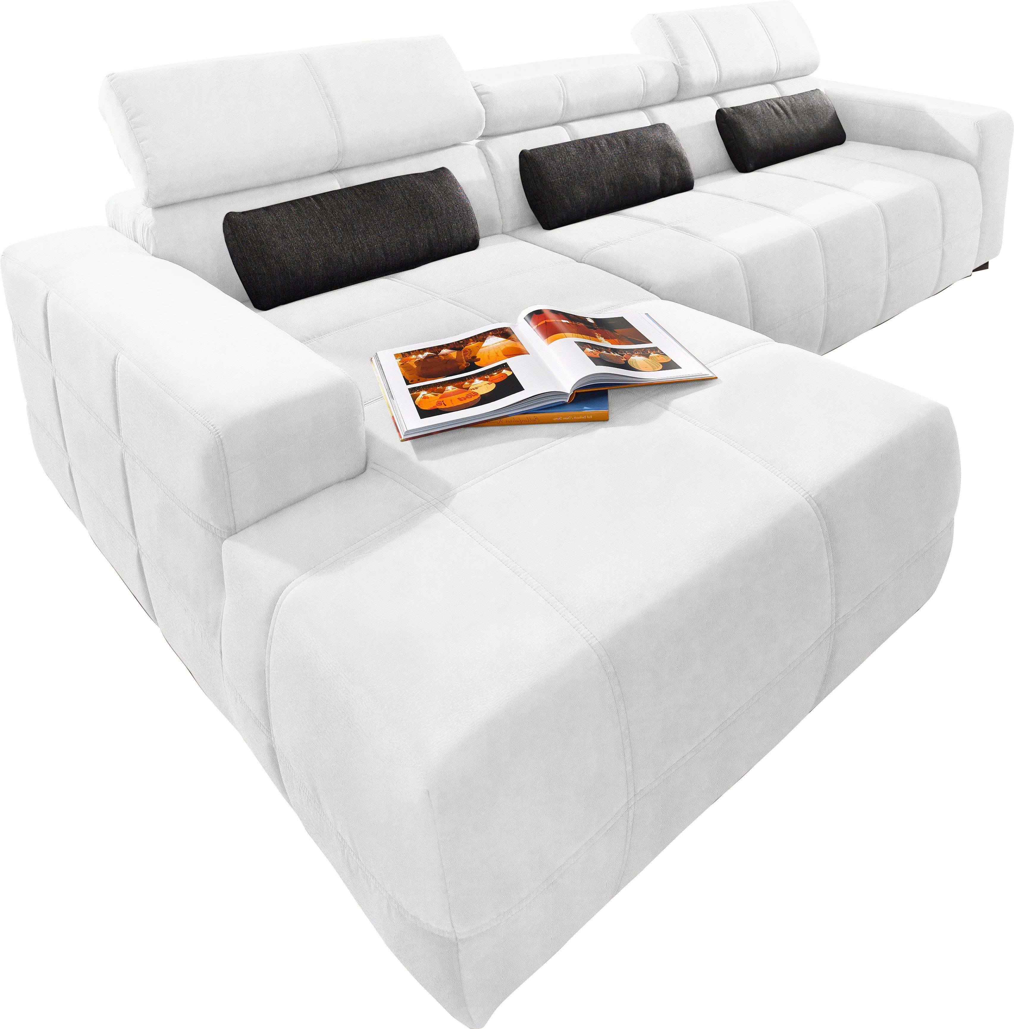 DOMO collection Hoekbank Brandon B/D/H: 289/177/80 cm, keuze met zitdiepteverstelling, L-vorm