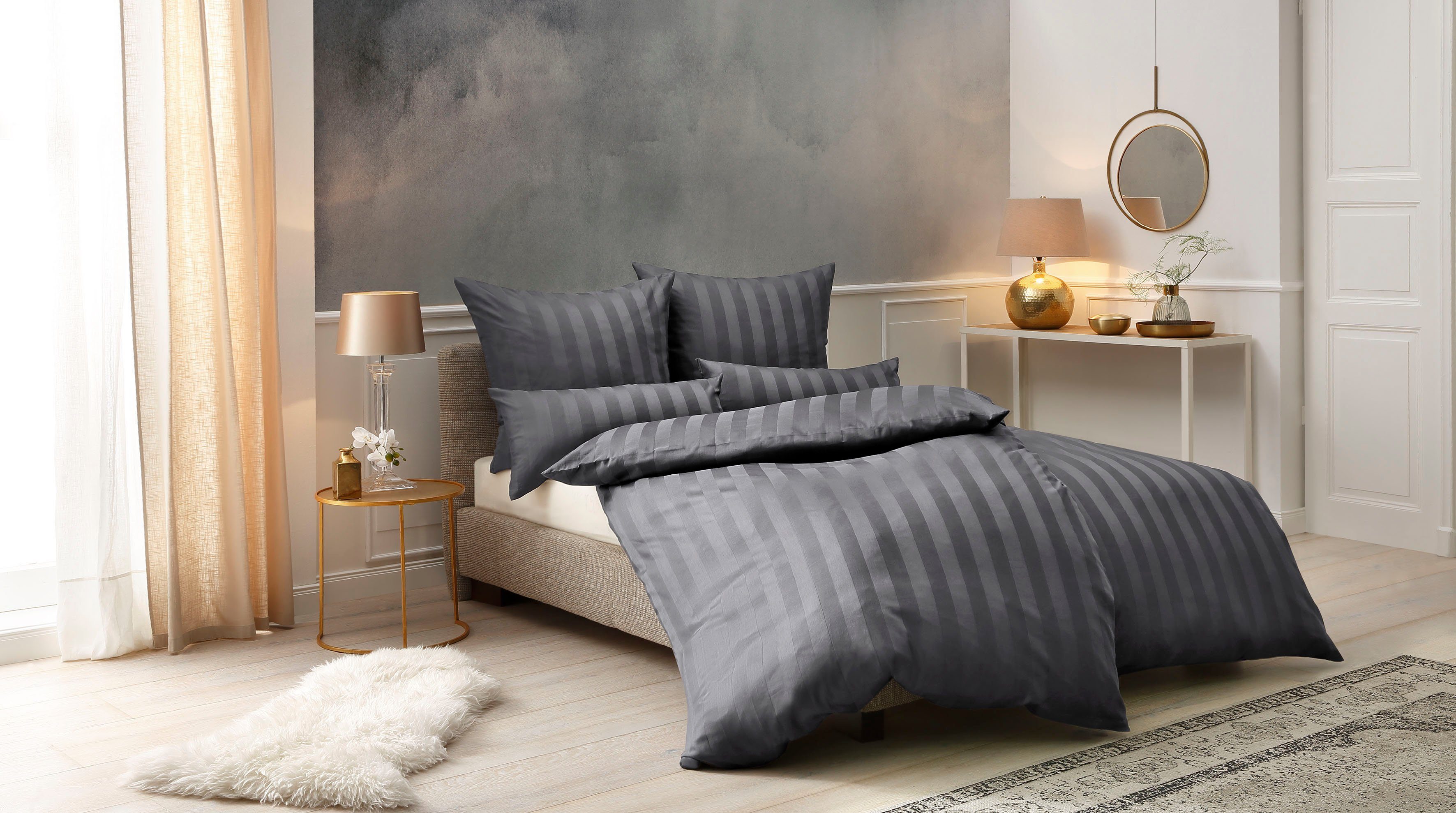 Leonique Overtrekset Malia in mt. 135x200 of 155x220 cm tijdloze beddengoed van katoen, beddengoed in mako-satijnkwaliteit