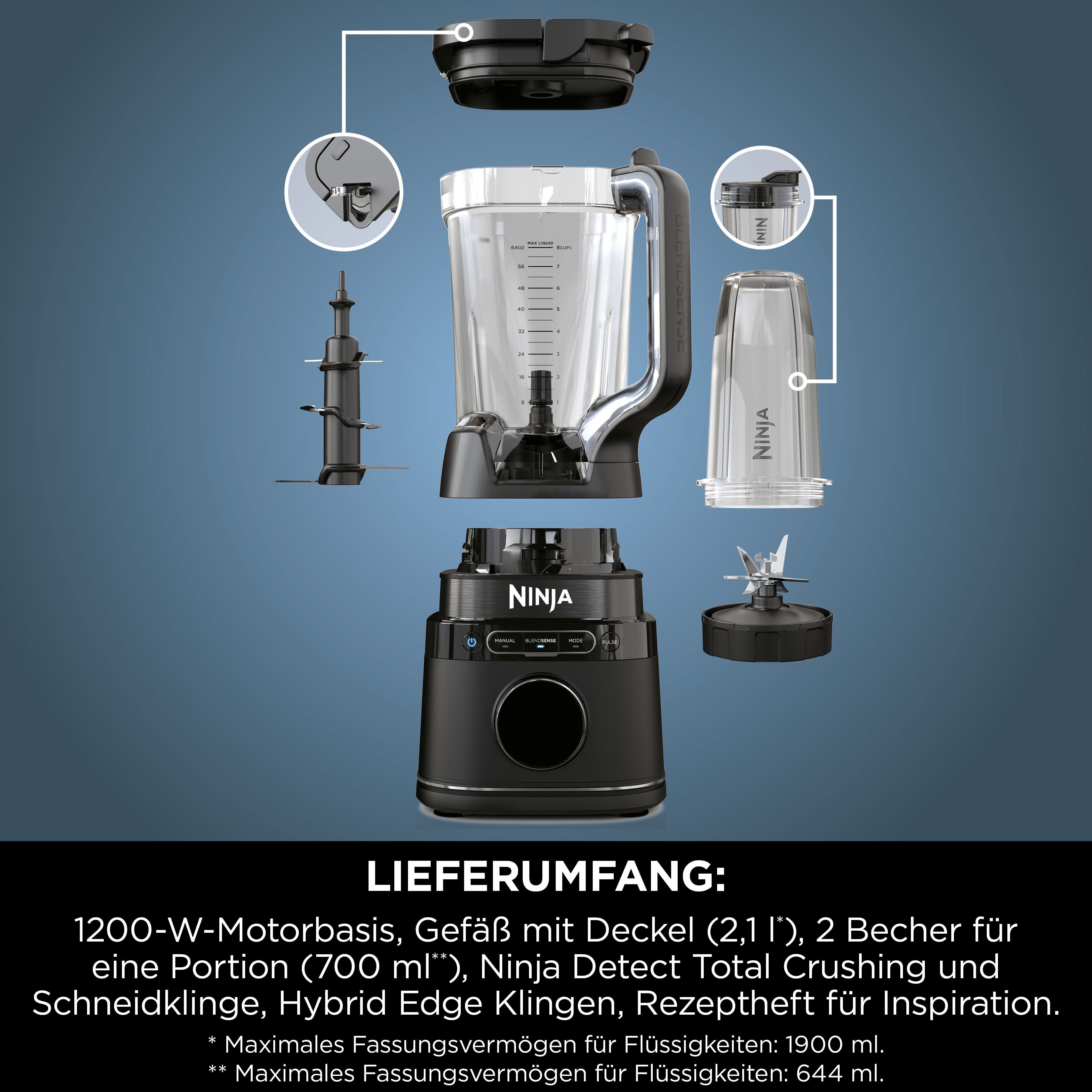 NINJA Blender Detect Power Mixer Pro für Einzelportionen TB301EU