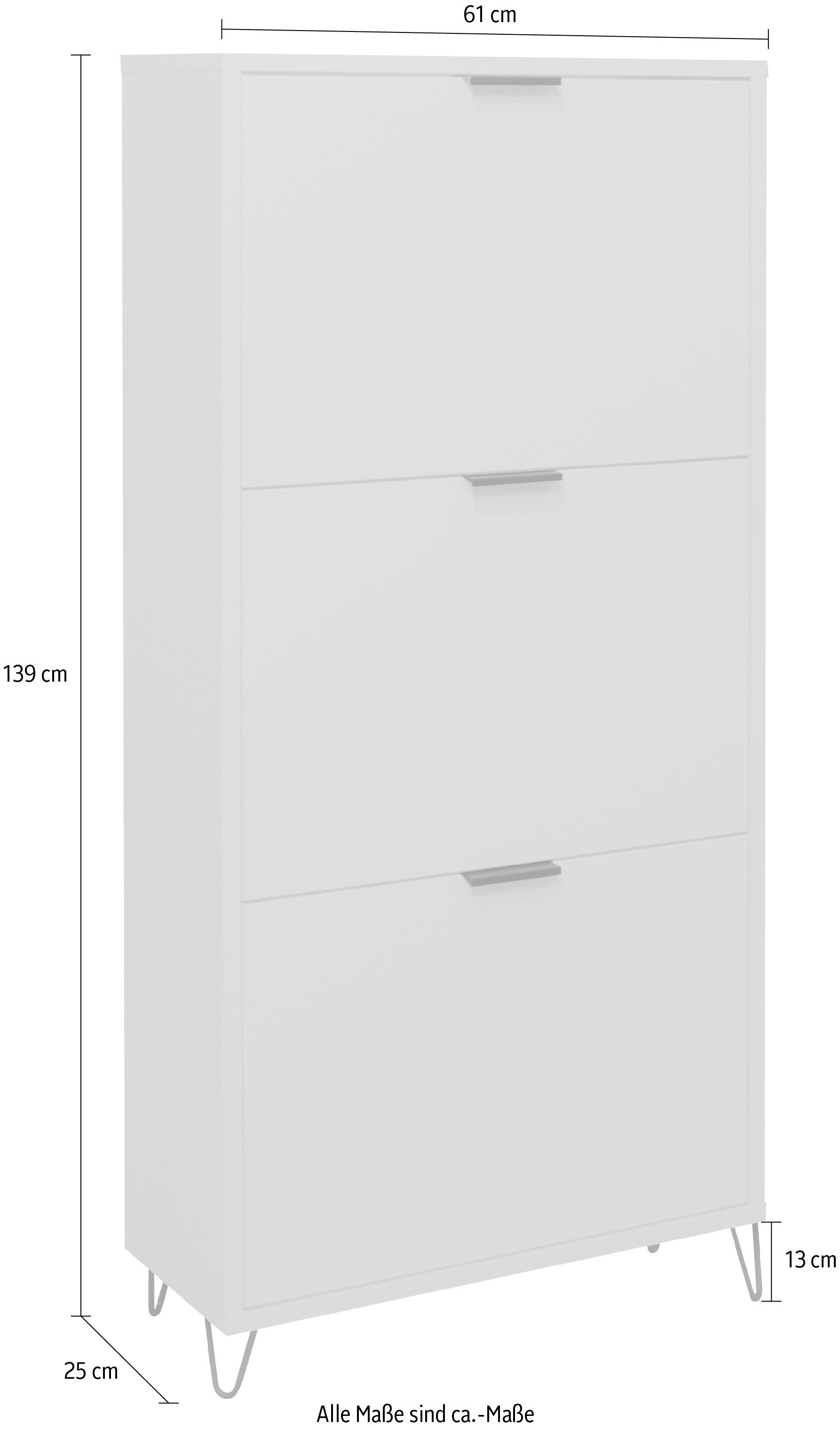 Mäusbacher Schoenenkast Bonnie Breedte 61 cm met 3 kleppen en draadframe