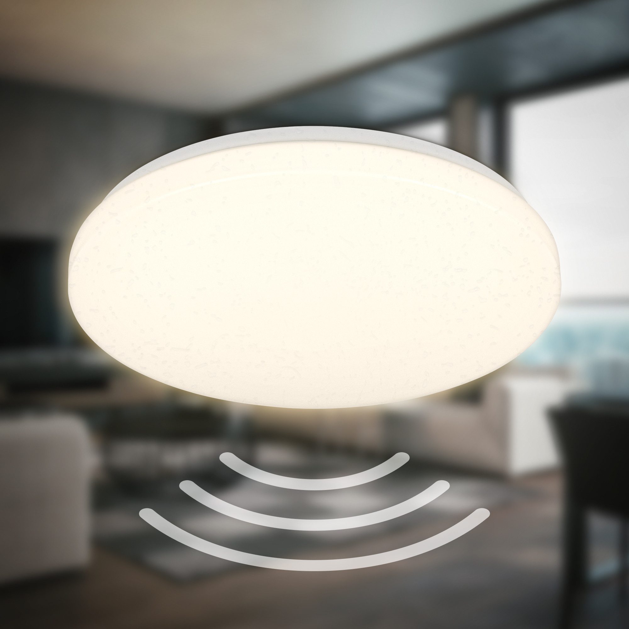 B.K.Licht Led-plafondlamp BK_DL1614 Bad plafondlamp met bewegingssensor, 3m bereik 120° detectiehoek, ip54, 13w, 1.300 lm, 3.000k, ø27cm, wit (1 stuk)