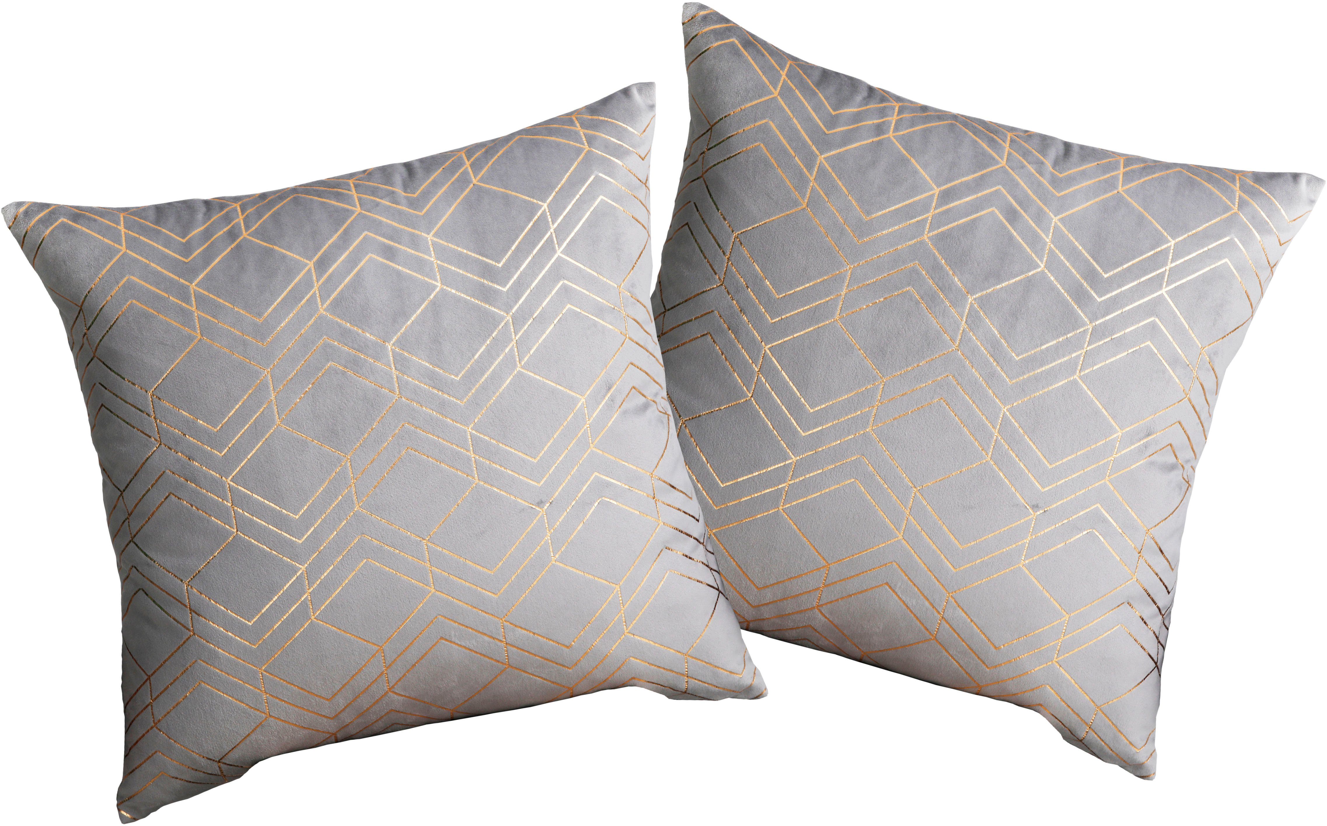 my home Sierkussen Velvet Foil Kussenovertrekken, set van 2 40x40 cm, zonder vulling (2 stuks)