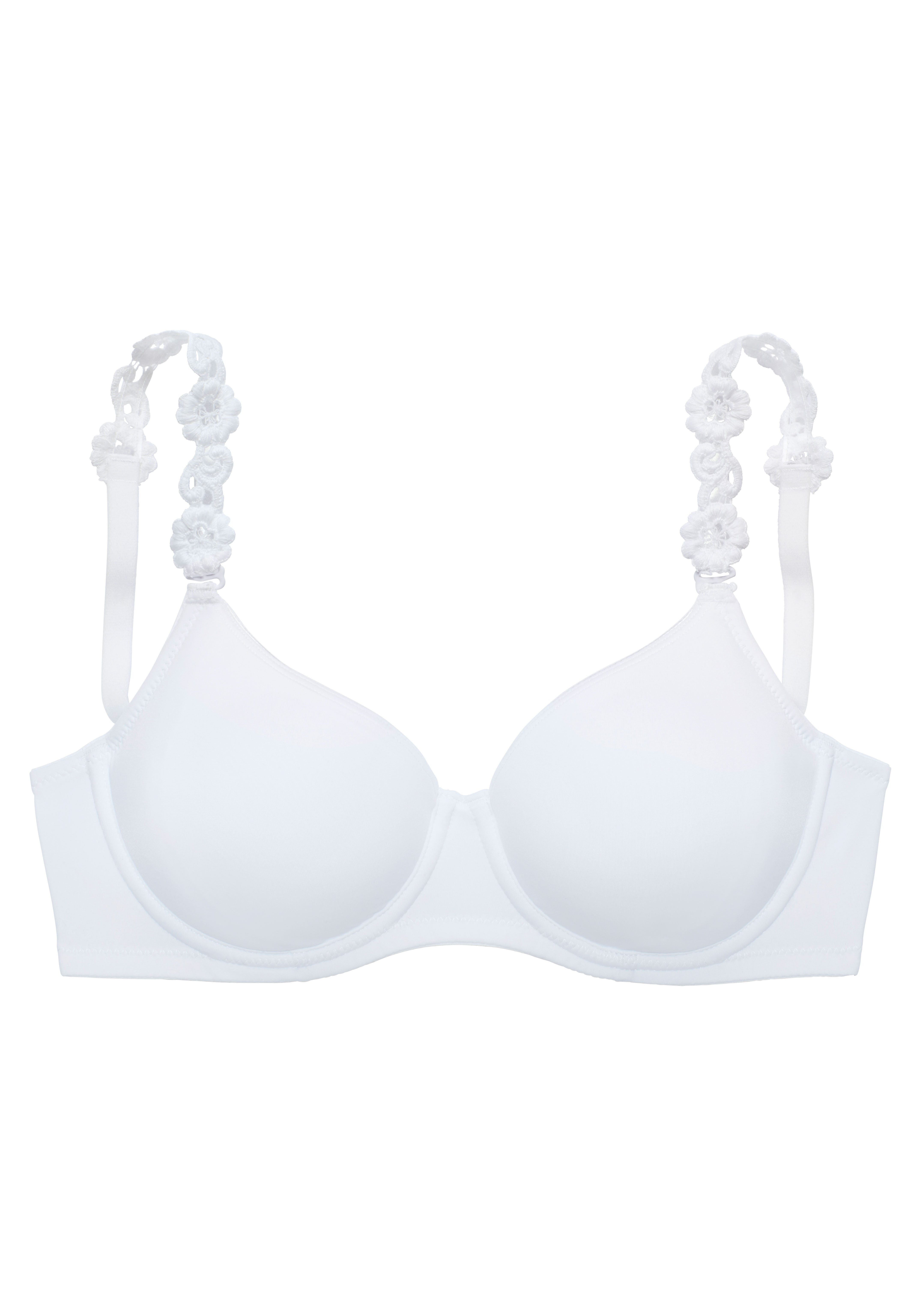 Lascana T-shirt-bh met 3 bandjes (verwisselbare bandjes) en borduursel