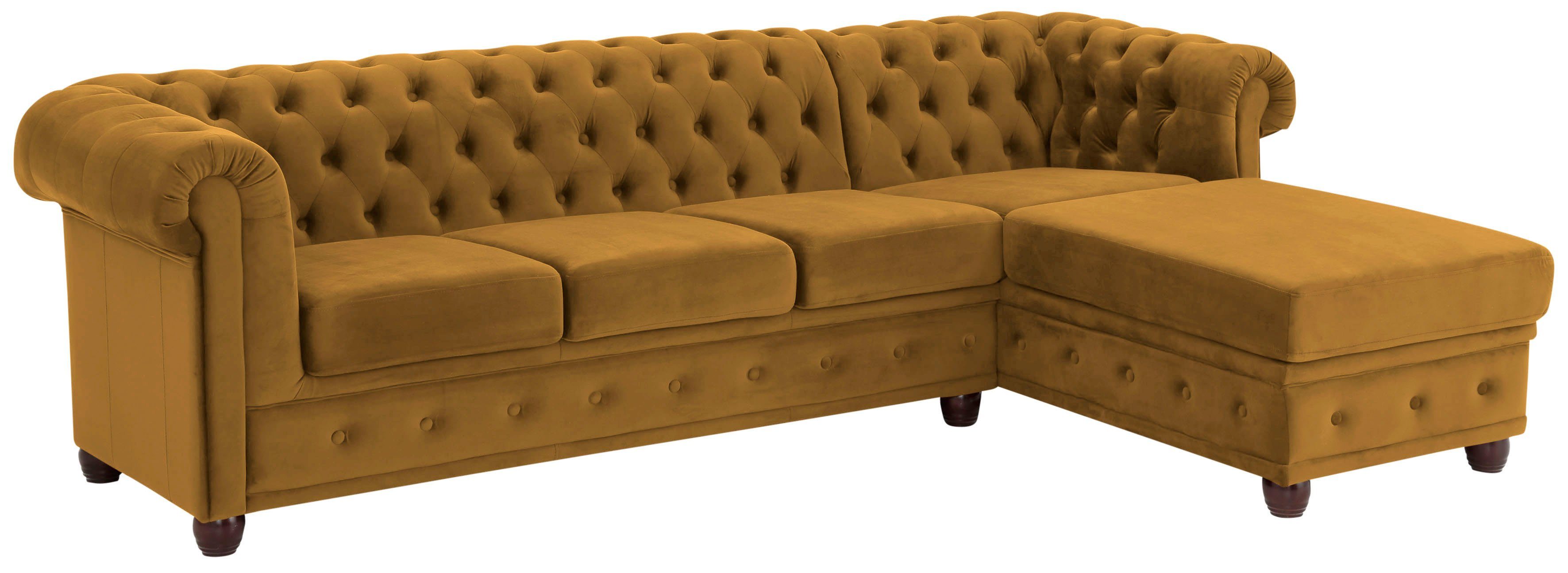 Home affaire Chesterfield-bank New Castle L-vorm hoogwaardige capitonnage in chesterfield-design, bxdxh: 255(171x72)
