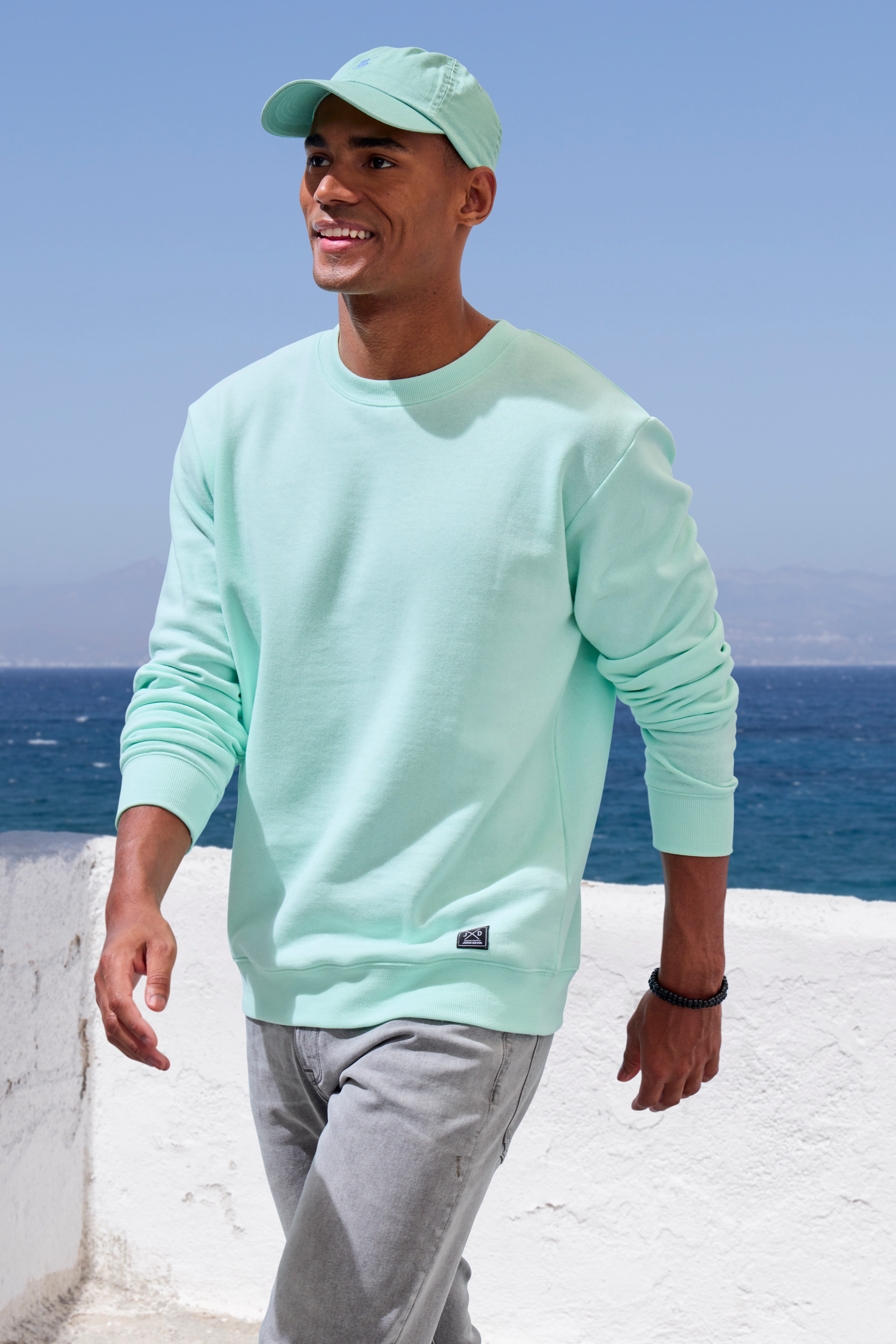 John Devin Sweatshirt Lange mouwen, sweatshirt met ronde hals, katoenmix