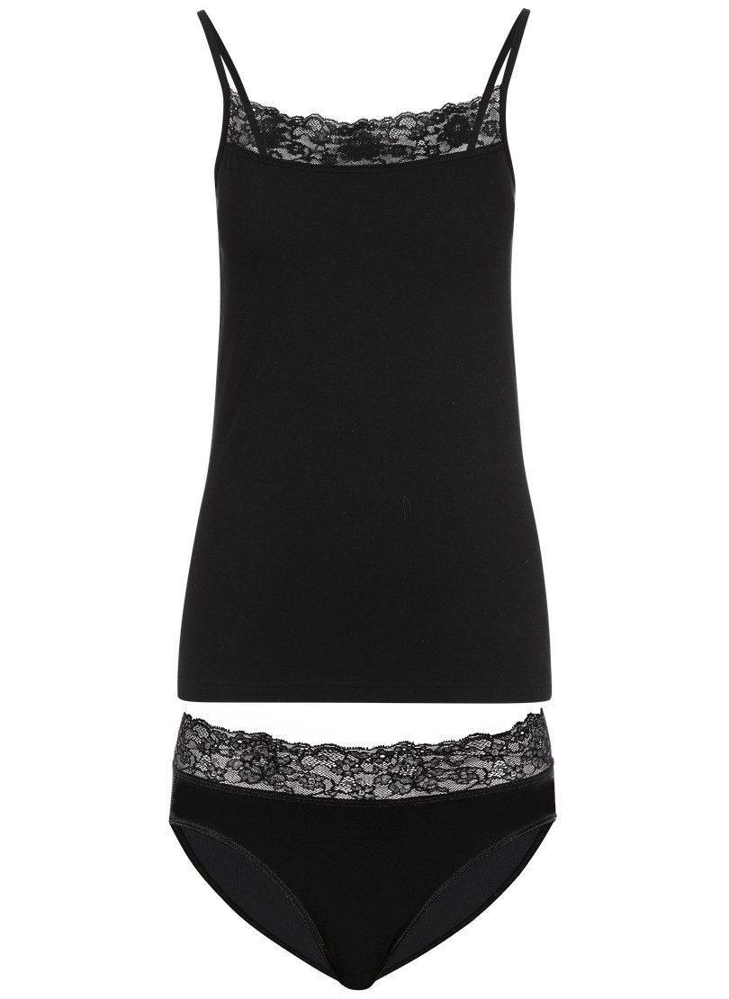 Trigema Hemd TRIGEMA Lingerie-set met kant (1 stuk)