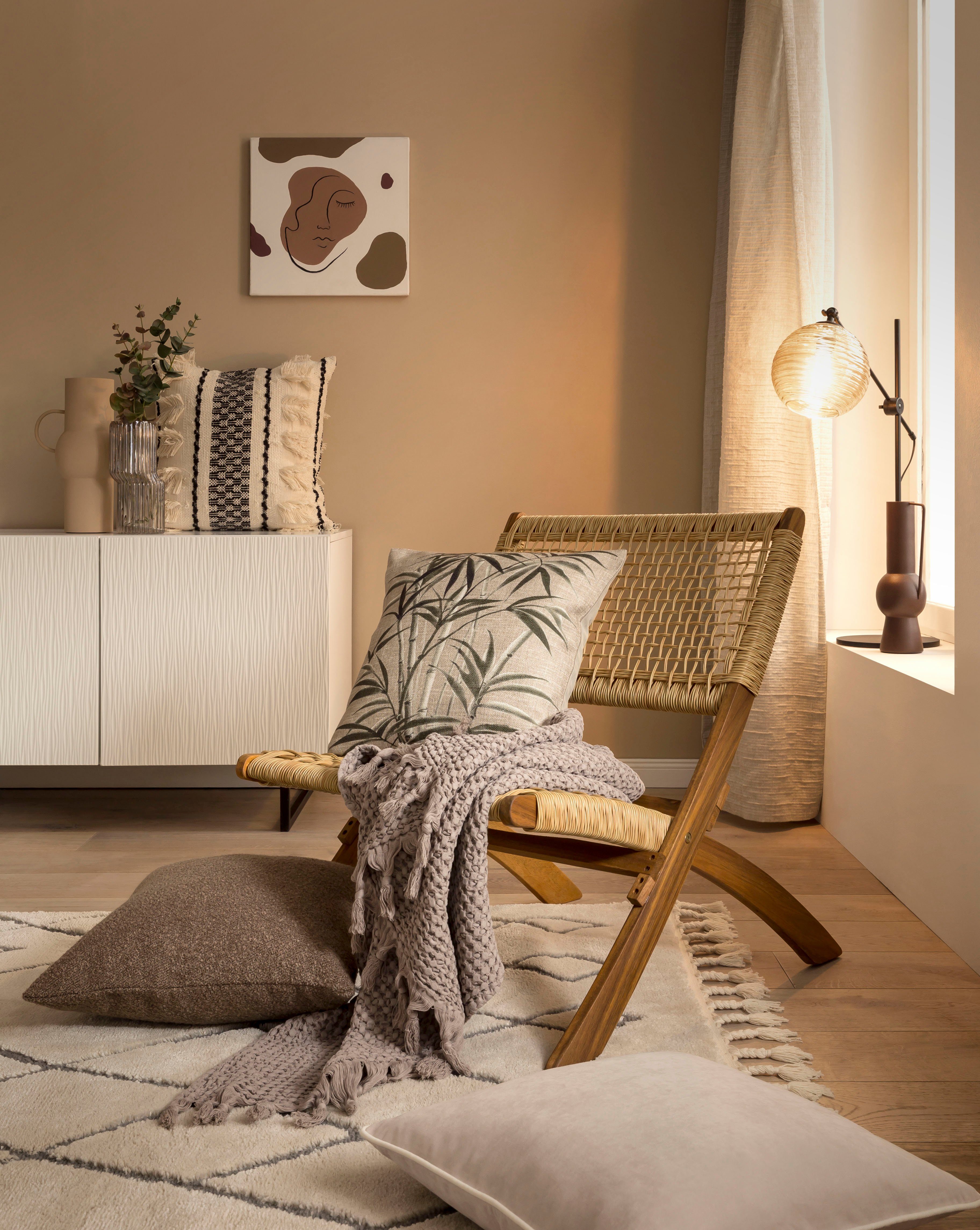done.® Kussenhoes Areca Palm Kussenhoes met linnenpercentage, eenzijdig bedrukt met natuurlijk motief