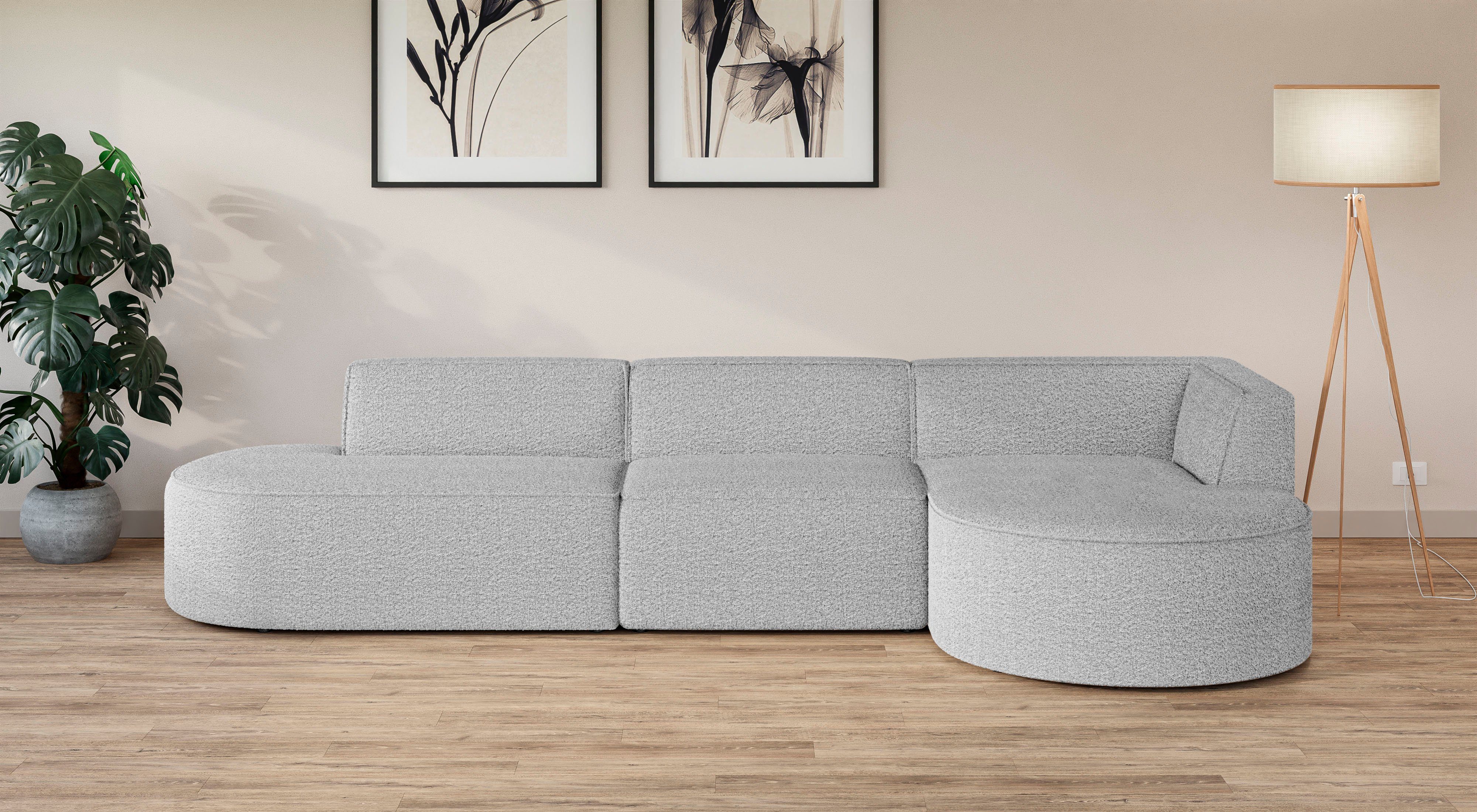 andas Hoekbank EIVIND designerbank met ottomane rechts/links, B/D/H: 343/159/72 cm