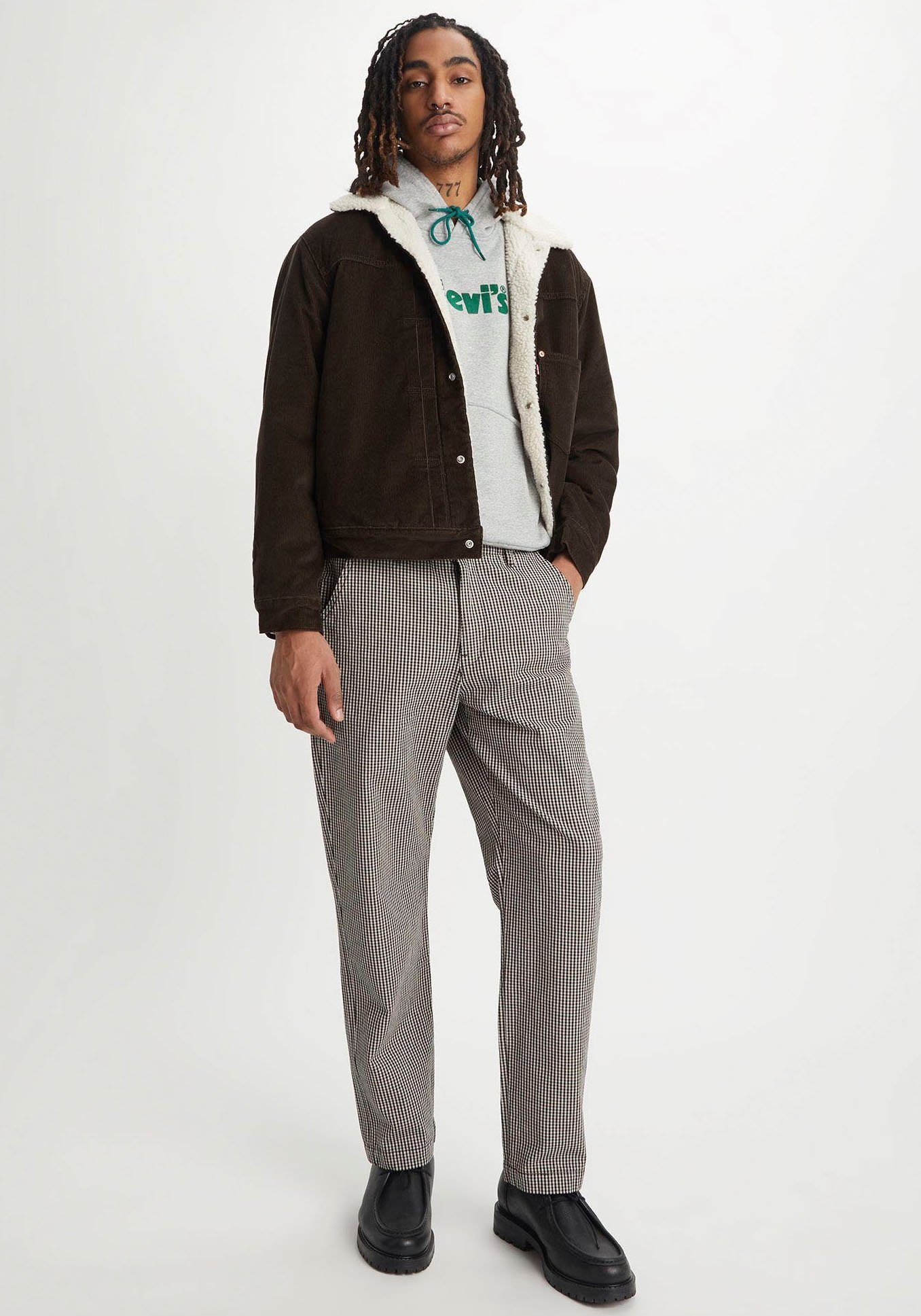 Levi's Cordjasje SHERPA TRUCKER met warm sherpa-voering heren tussenjacks maat L bruin