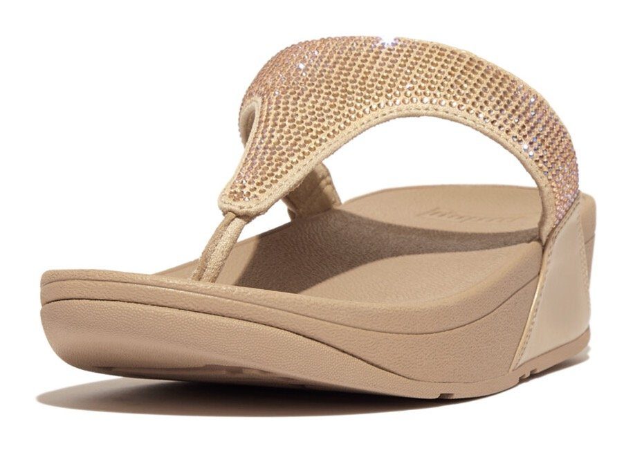 Fitflop Dianets LULU CRYSTAL EMBELLISHED TOE-POST SANDALS - HOTFIX sleehak, zomerschoen, teen-scheider met zachte teenband