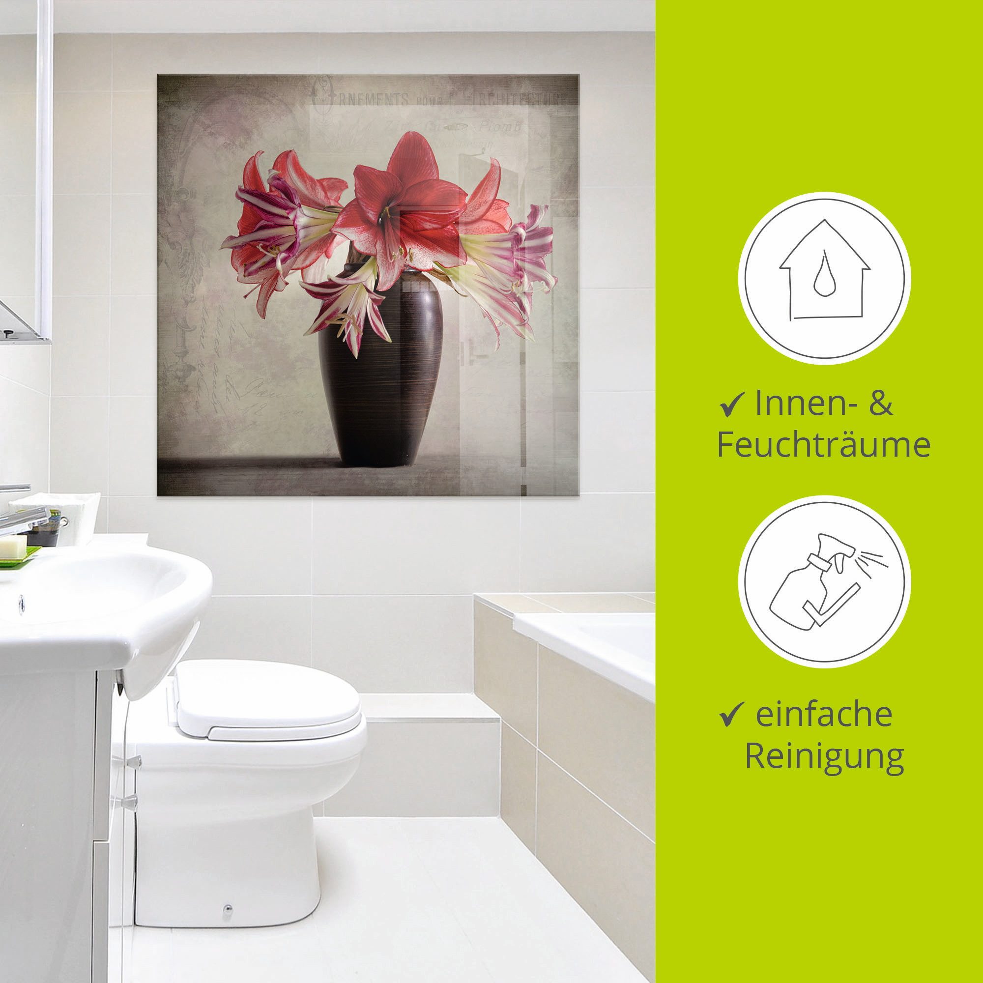 Artland Print op glas Amaryllis vintage II in verschillende maten