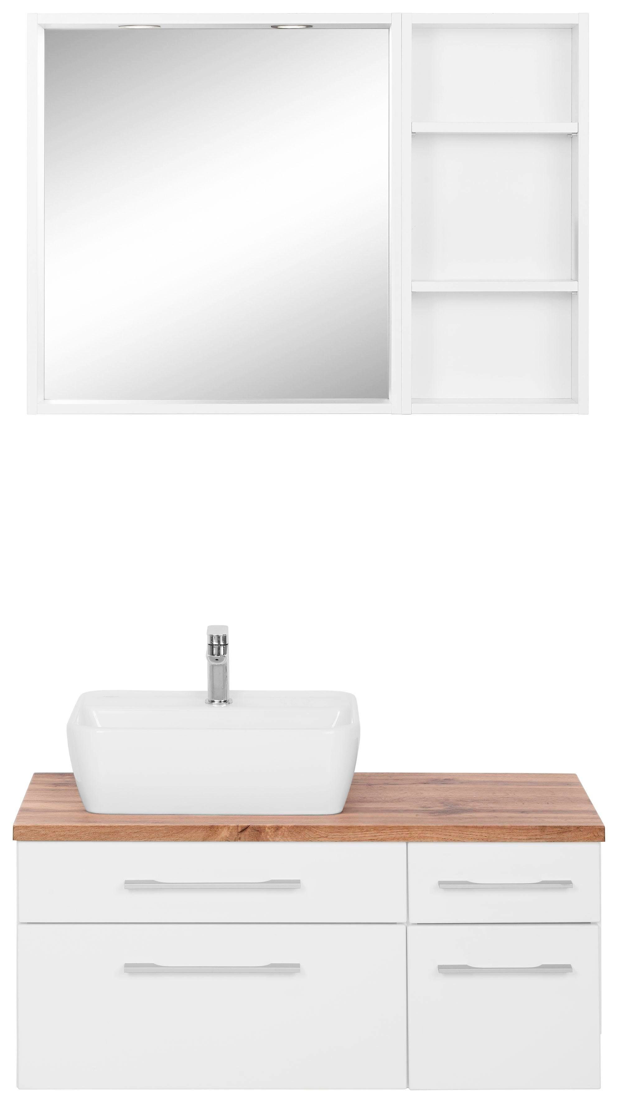 welltime Badkamerserie Davos met 2 touch-led-inbouwspots (3-delig) badmeubelsets wit