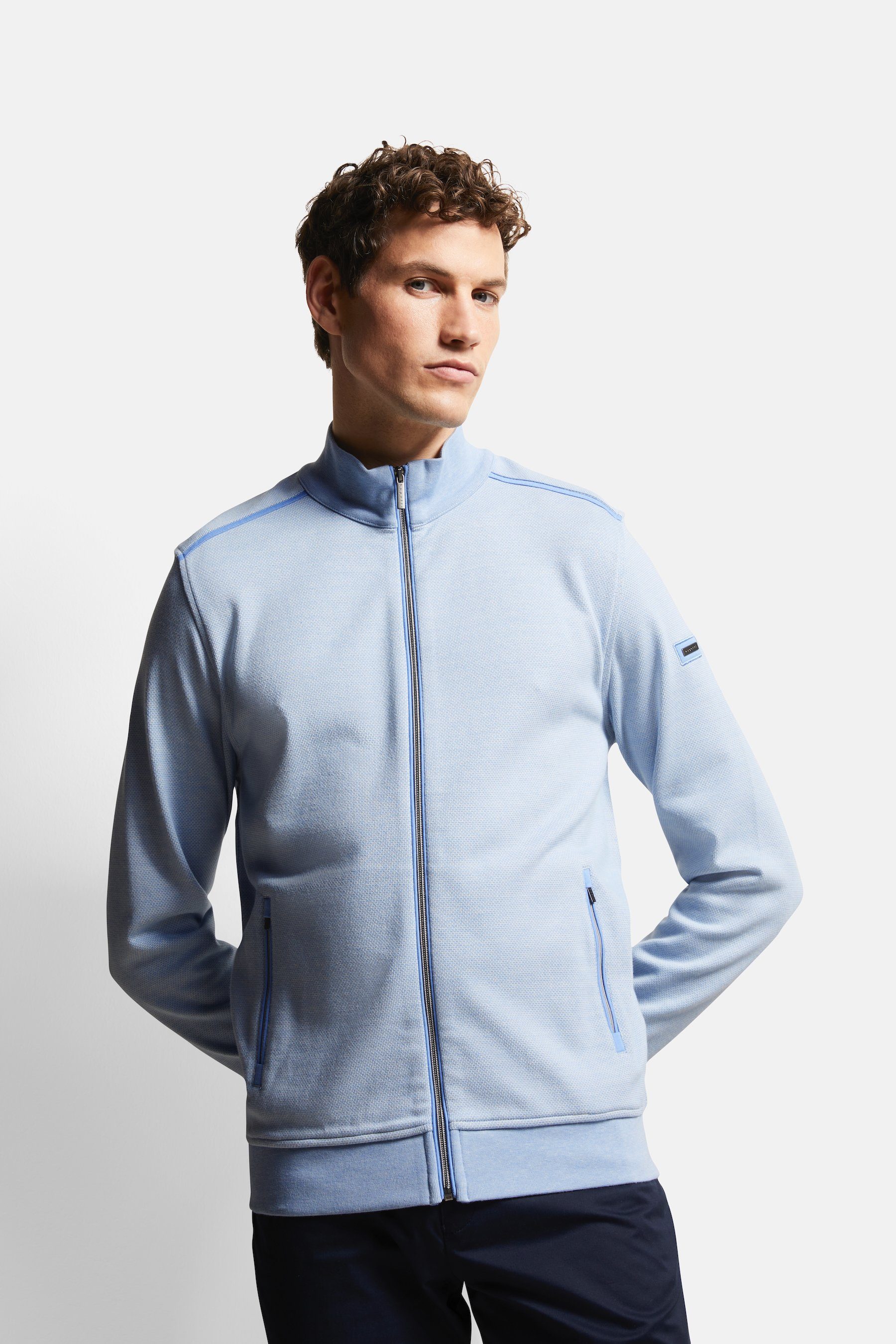 Bugatti Sweatshirt met collegkraag heren sweaters maat M blauw