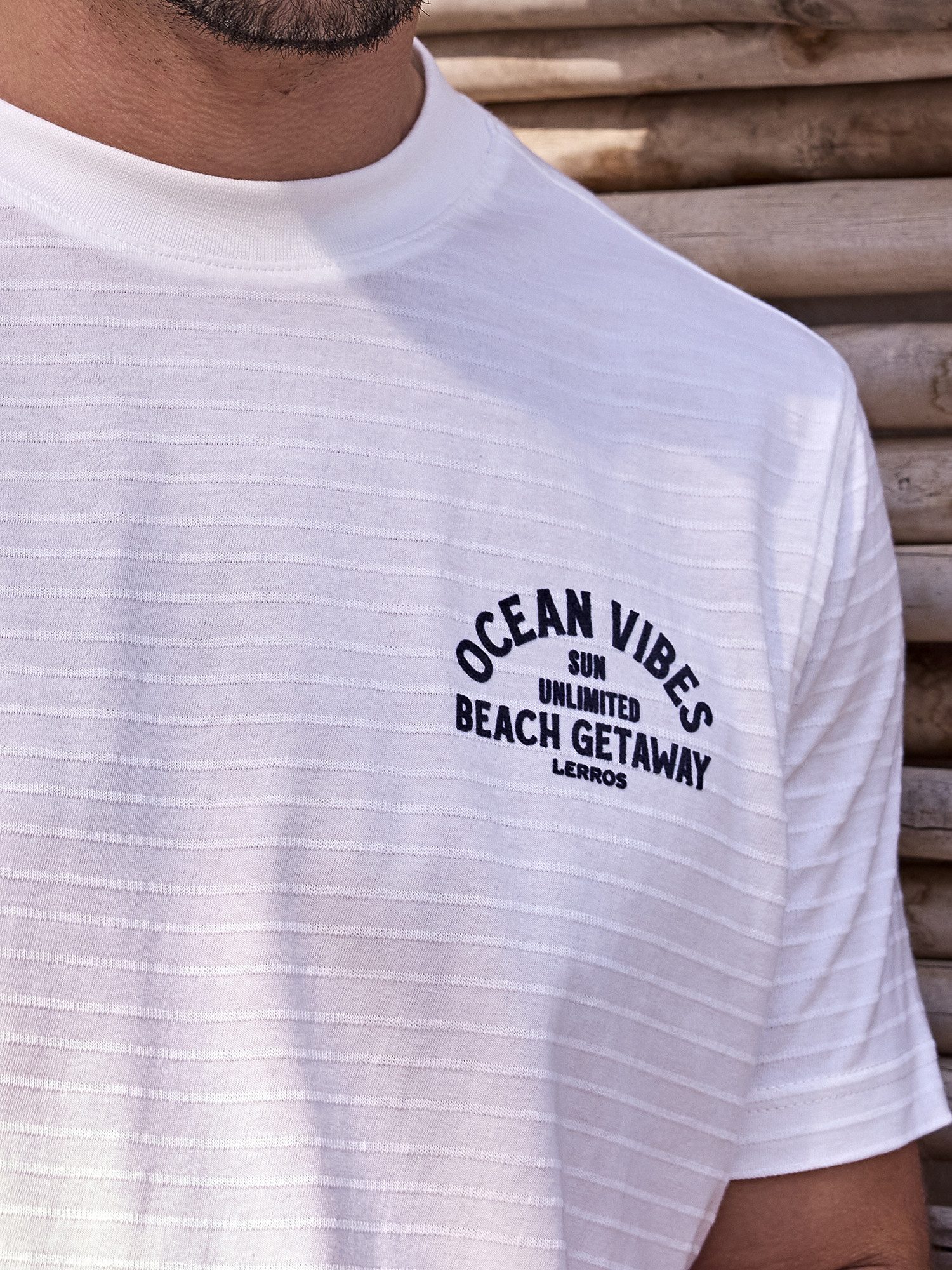 Lerros T-shirt LERROS gestreept T-shirt met voor- en achterkant print