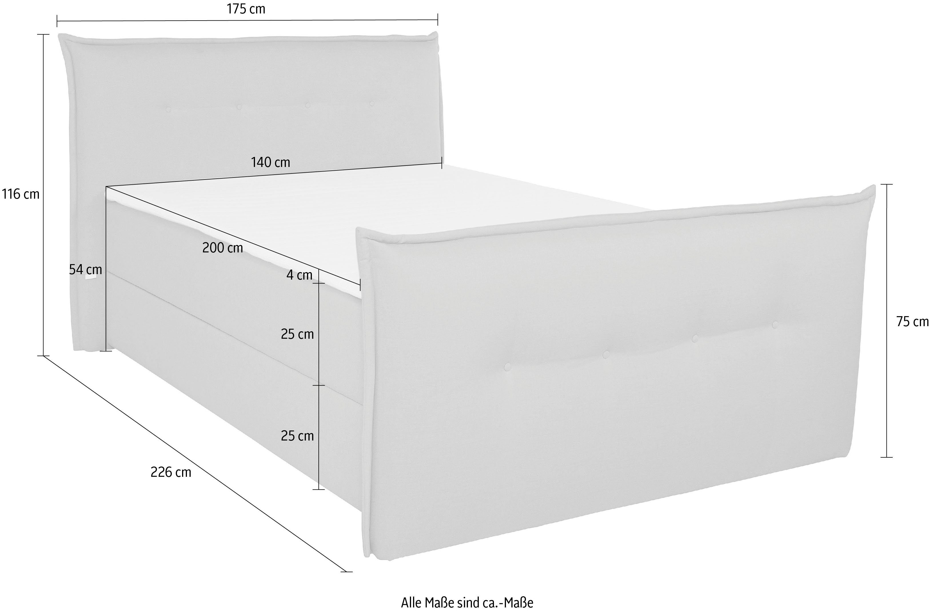 andas Boxspring Lichtgewicht inclusief voetbord, bedkist & topmatras, in 4 breedten en 2 hardheden
