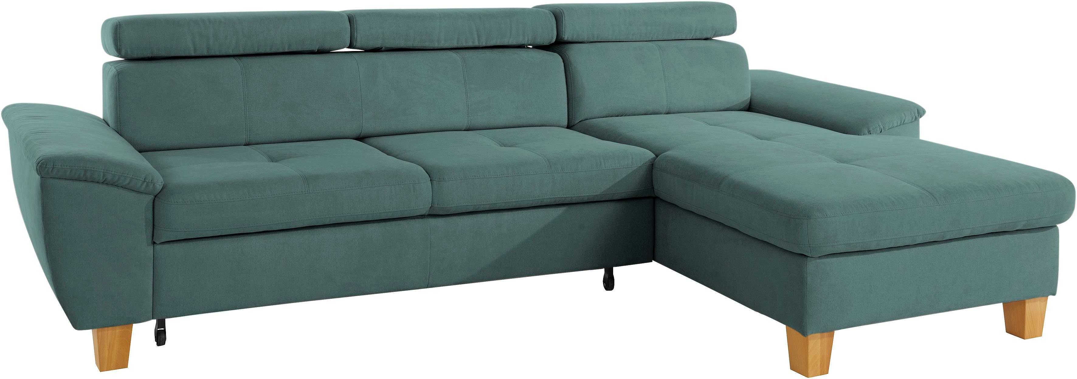 exxpo - sofa fashion Hoekbank Enya, uitgebreide afwerking, hoog zitcomfort, comfortabel, L-vorm inclusief verstelbare hoofdsteun, naar keuze met slaapfunctie en bedkist
