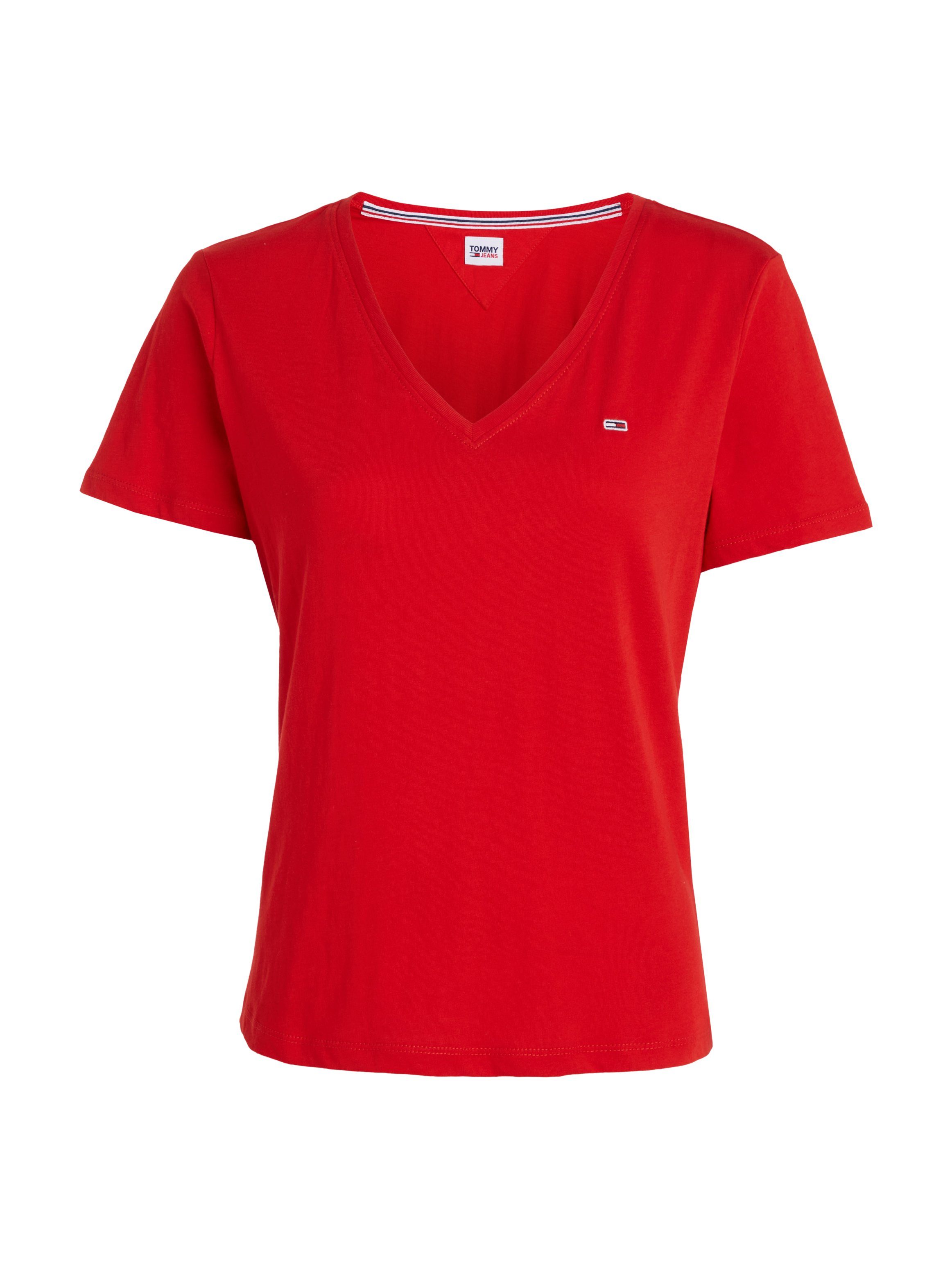 TOMMY JEANS Shirt met V-hals met tommy jeans-merklabel op borsthoogte