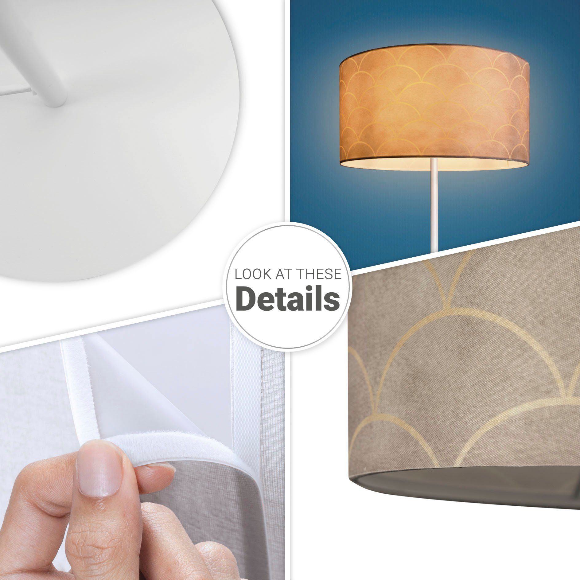 Paco Home Staande lamp Luca Pillar Vloerlamp woonkamer met stof kantoor modern vintage retro patroon E27