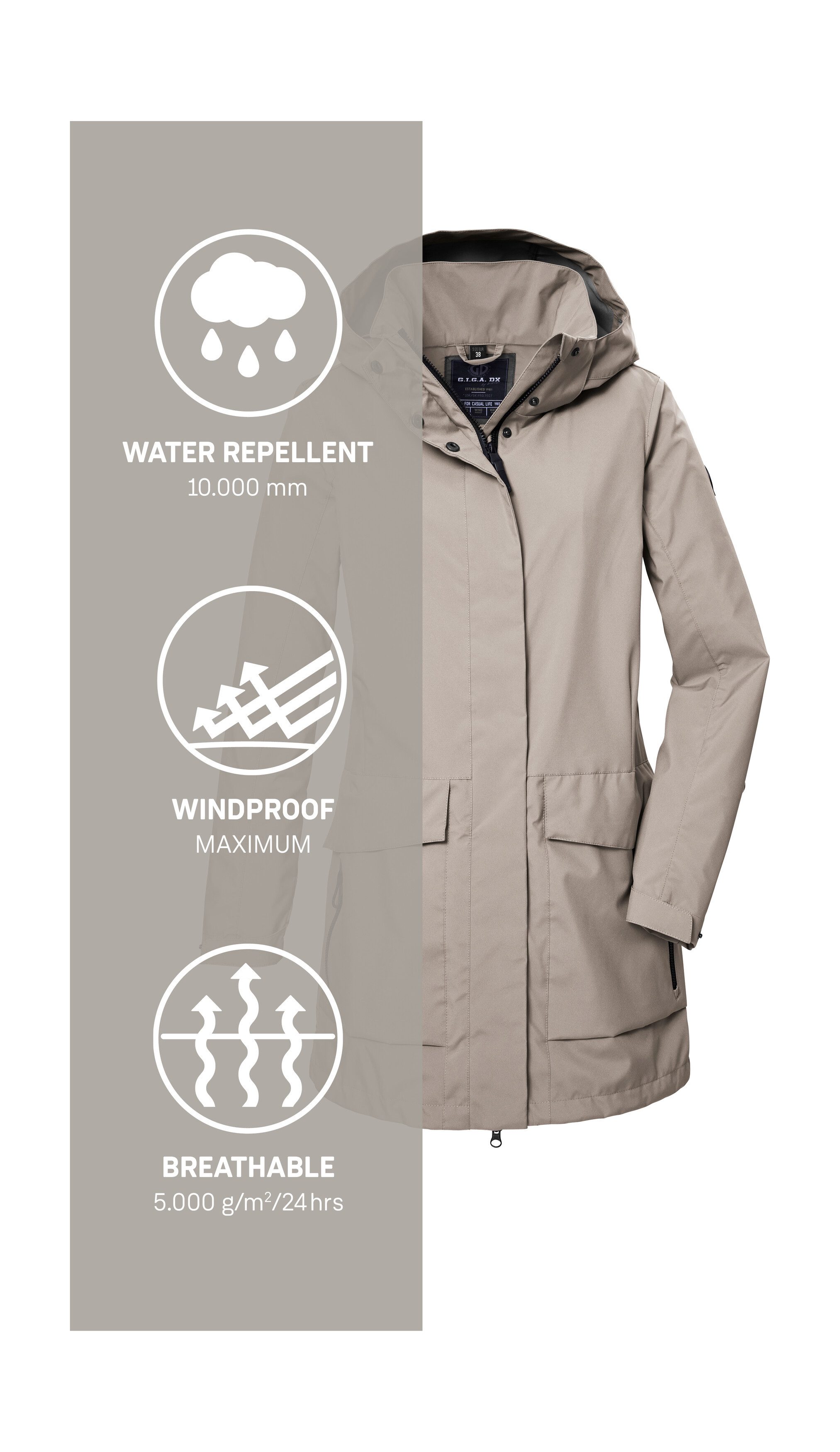 G.I.G.A. DX by killtec Softshell-parka GS 95 WMN SFTSHLL PRK Water- en windafstotende, ademende softshellparka