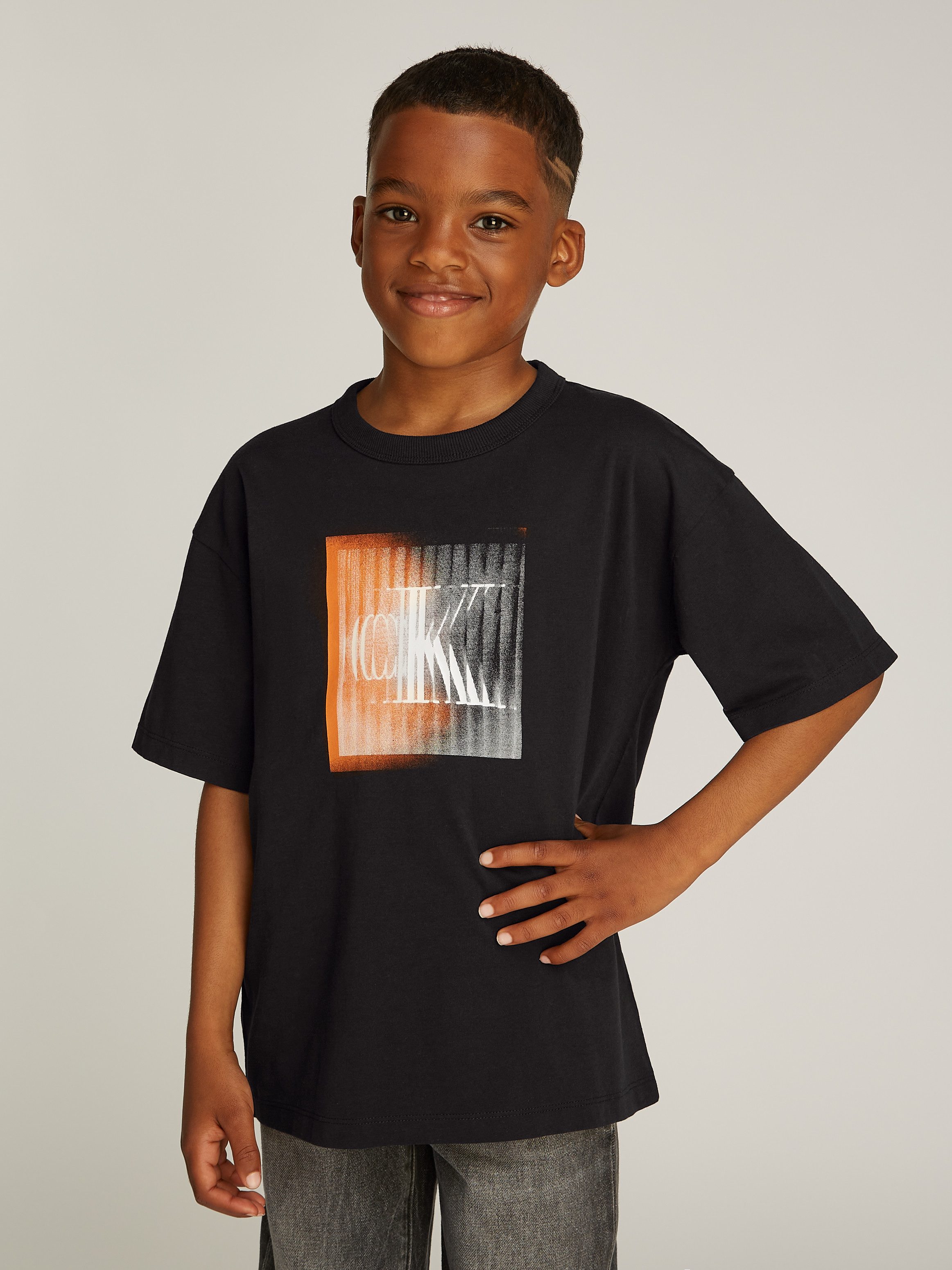 Calvin Klein Shirt met ronde hals LARGE SHIFTED CK SS T-SHIRT voor kinderen tot 16 jaar met...