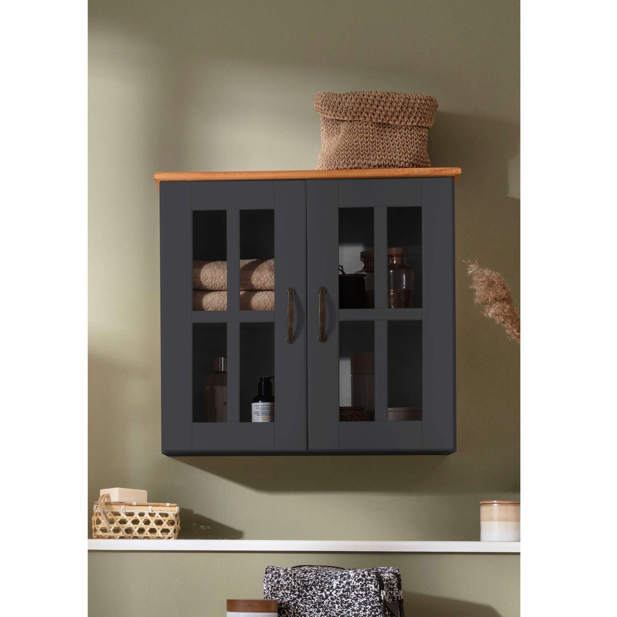 Home affaire Hangend kastje Rodby Massief, FSC®-gecertificeerd hout, grepen metaal, breedte 60 cm, hoogte 60 cm