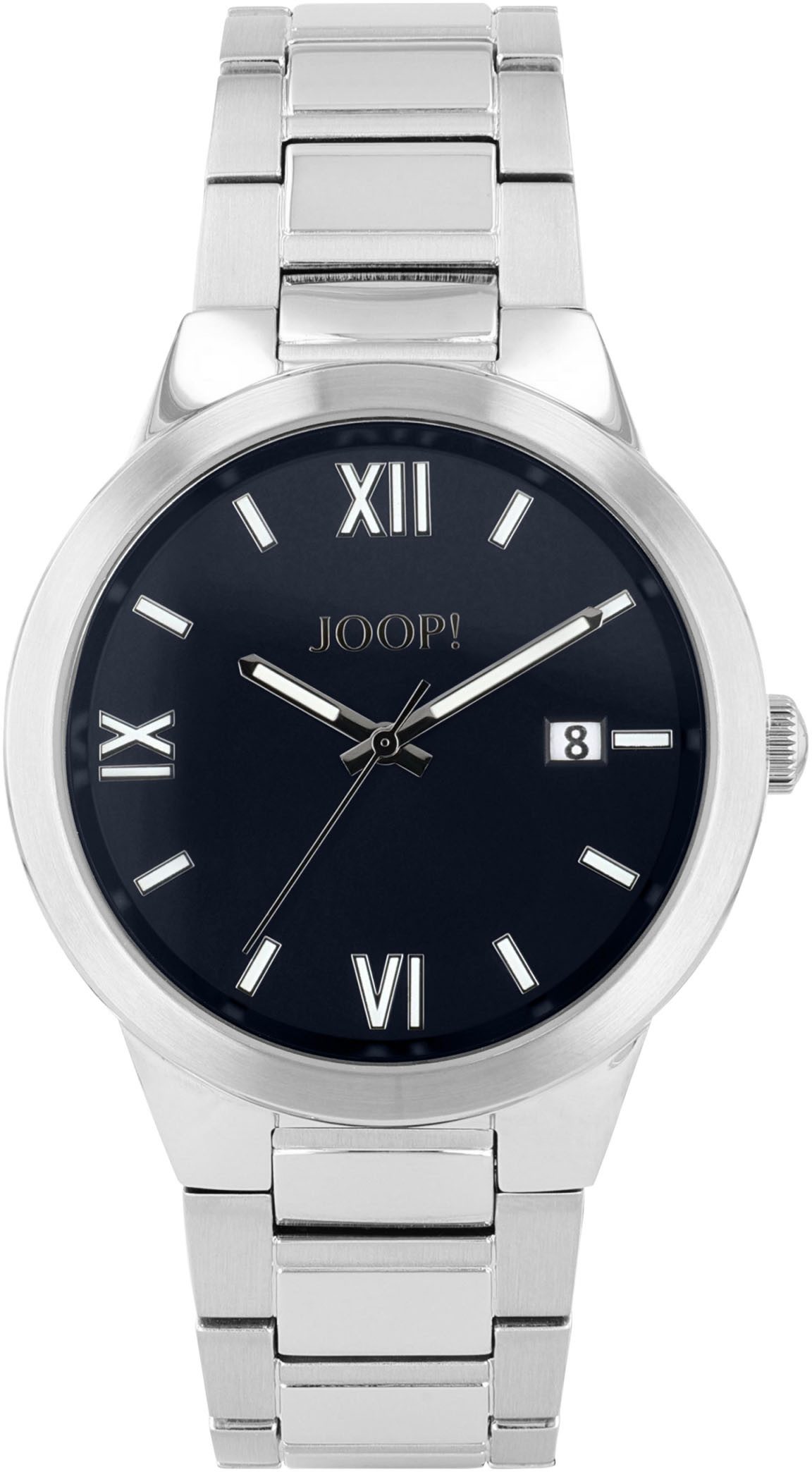 Joop! Kwartshorloge Horloge, herenhorloge, stalen band, lichtgevende wijzers, datum heren horloges zilver