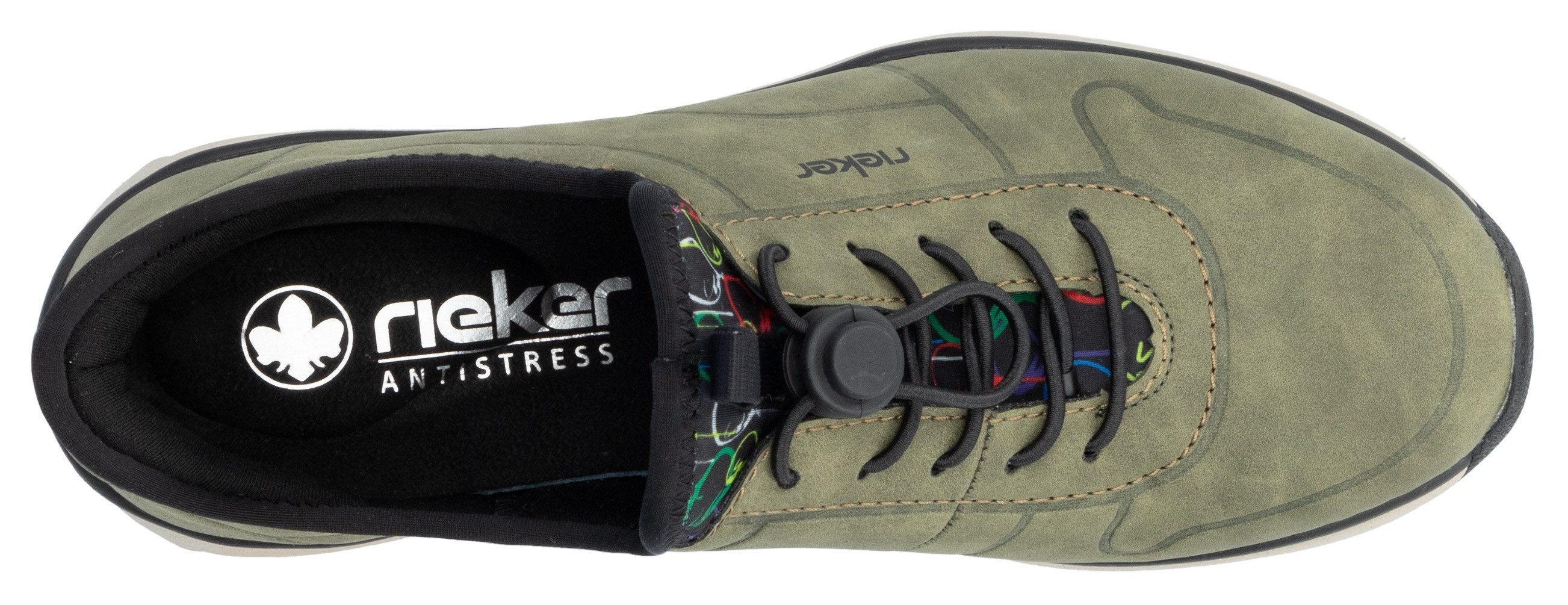 Rieker Slip-on sneakers , instapschoen, lage schoen, vrijetijdsschoen met elastische instap