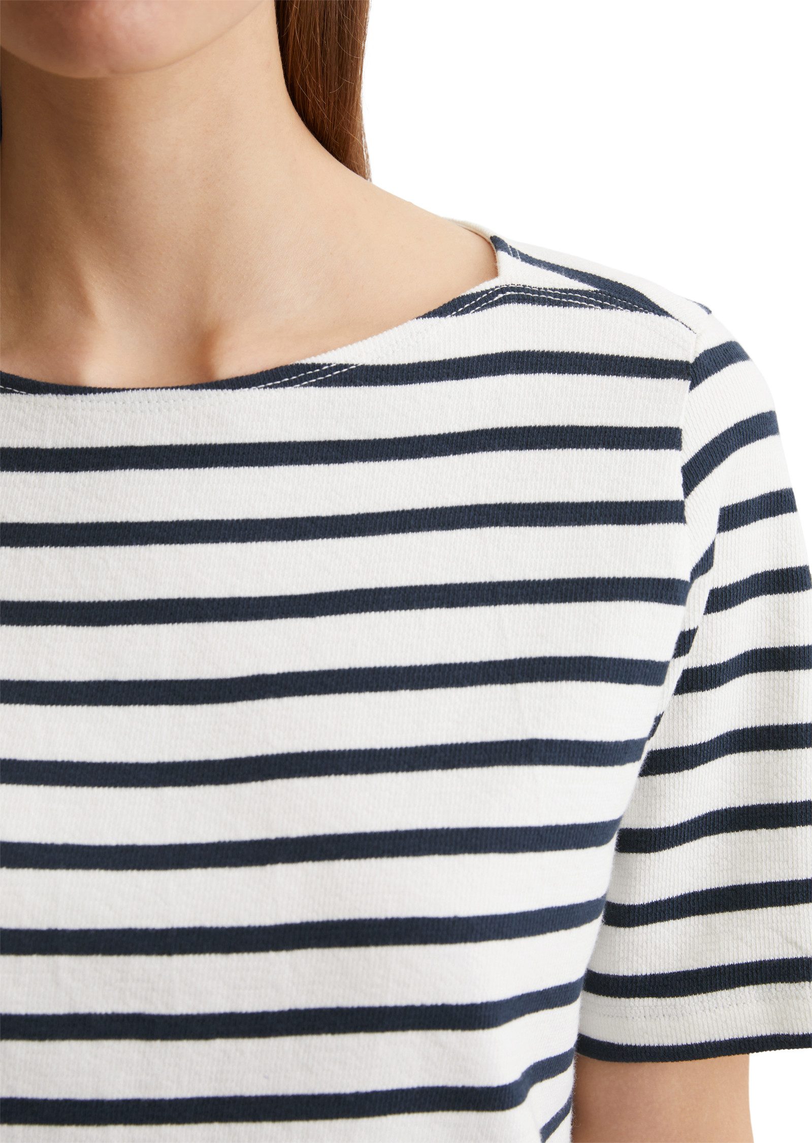 Marc O'Polo T-shirt gestreept, boothals, recht gesneden
