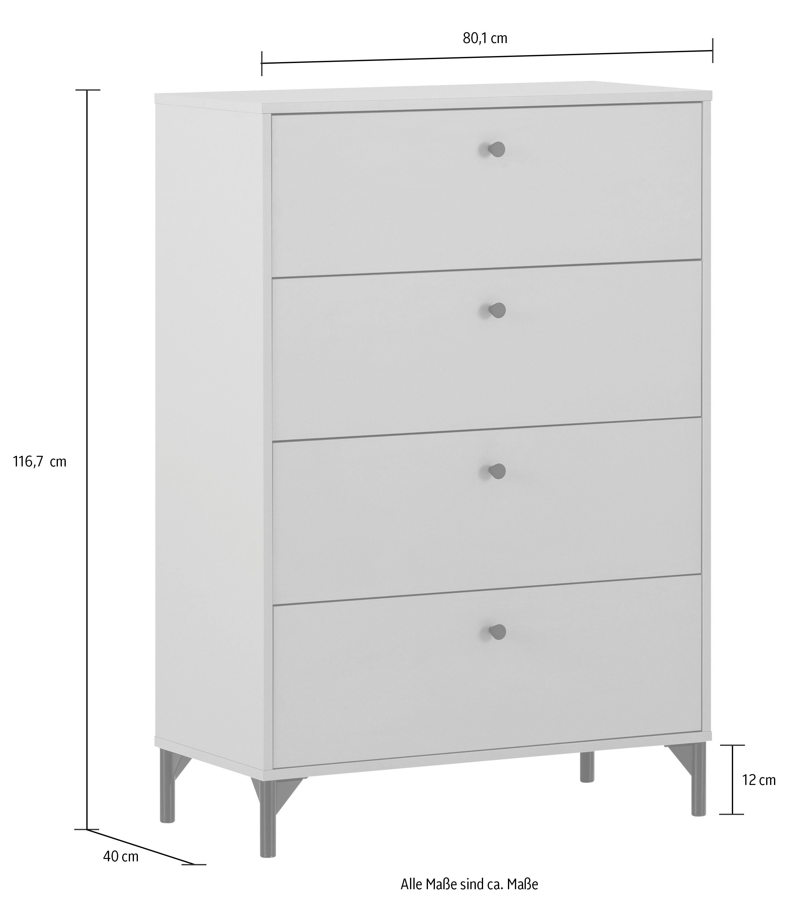 Schildmeyer Kast Smash, breedte 40 of 80 cm 4 laden met uittrekbegrenzing en metalen beslag