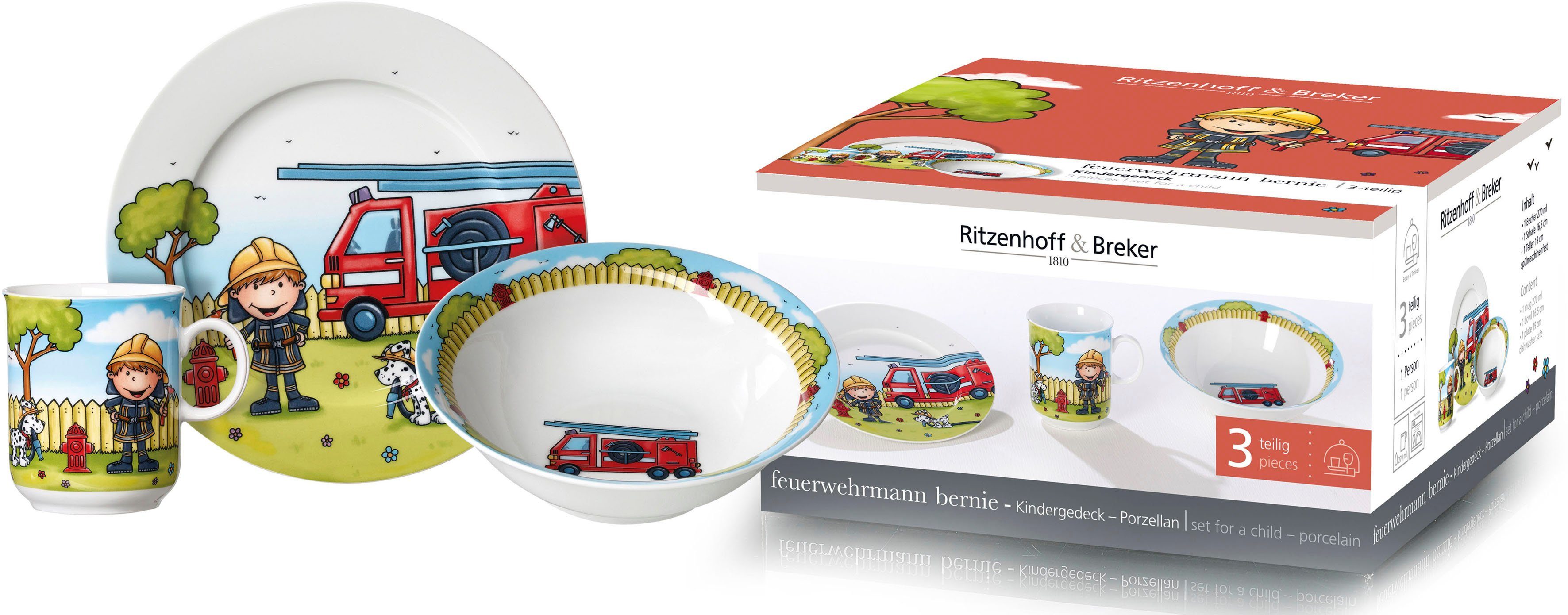 Ritzenhoff & Breker Kinderservies-set Brandweerman Bernie (set, 3-delig)