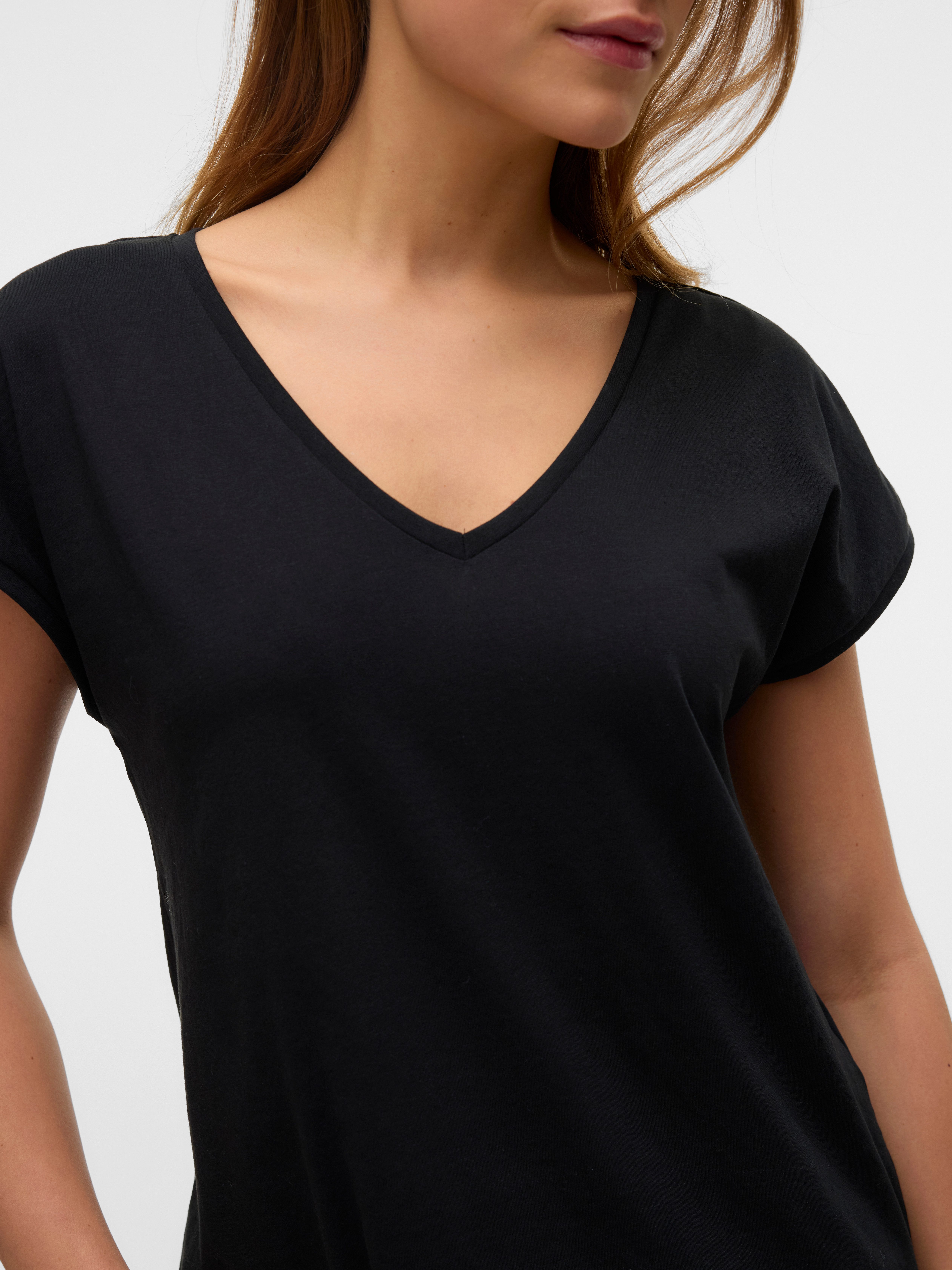 Vero Moda Shirt met korte mouwen VMLUNA SS V-NECK TEE JRS NOOS