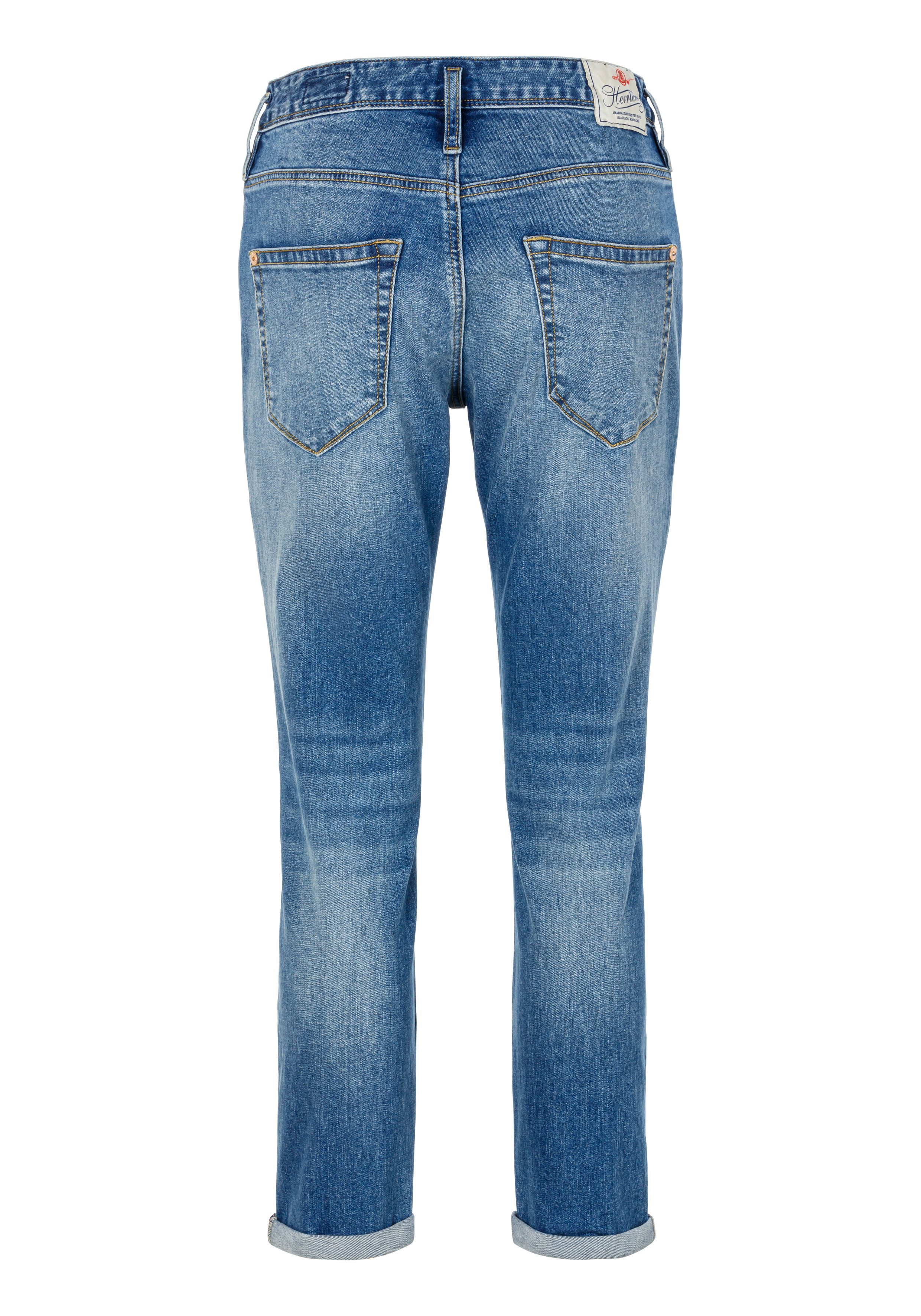 Herrlicher 7/8 jeans SHYRA CROPPED ORGANIC DENIM met half blinde knoopsluiting