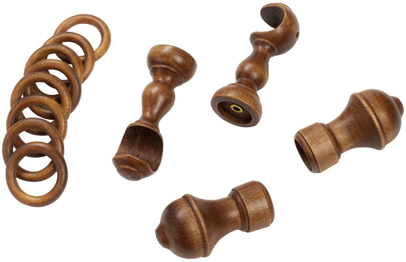 SN DECO GROUP Gordijnroede Ares 28 mm, hout, verschillende lengtes en kleuren, compleet set