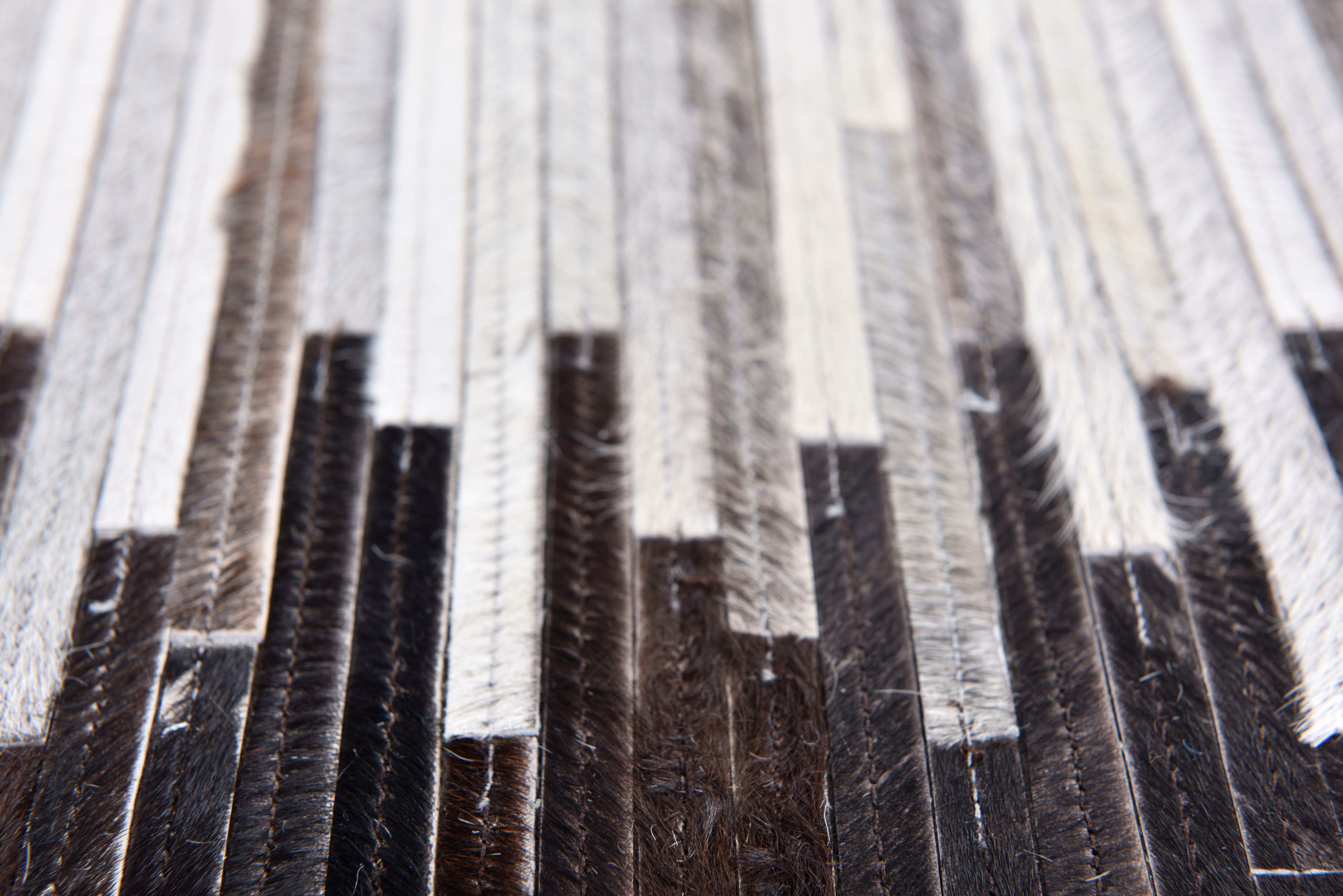 THEKO Vachtvloerkleed Kobe-strepen Patchwork, met de hand genaaid, echte runderhuid in natureltinten