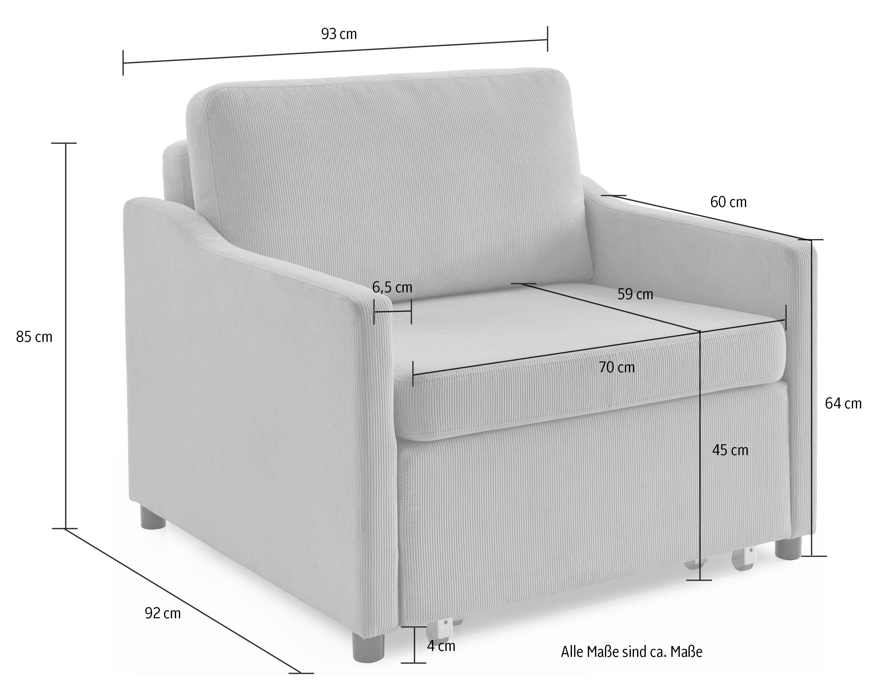 ATLANTIC home collection XXL-fauteuil Anella met cordbekleding, met slaapfunctie, vrij plaatsbaar