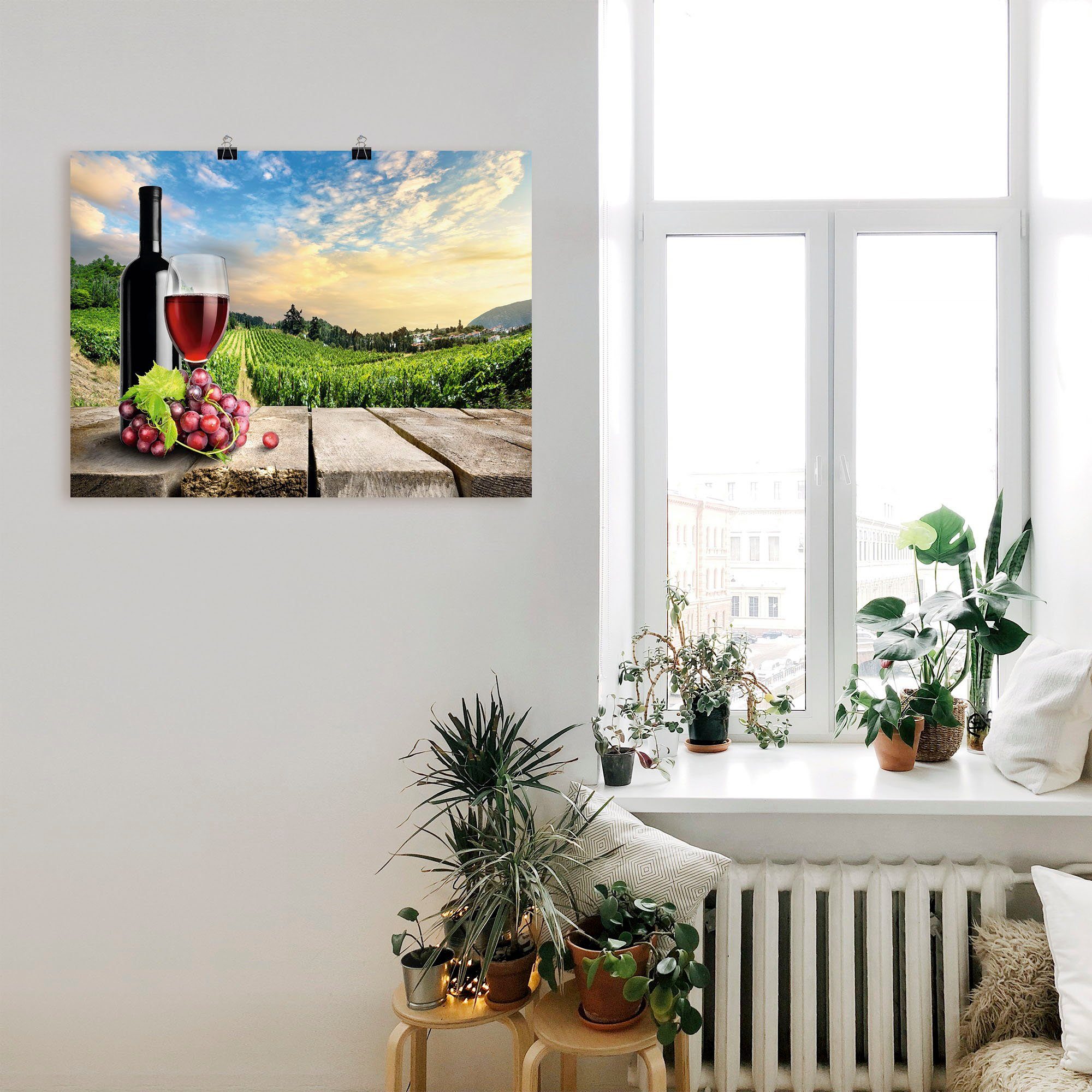 Artland Artprint Wijn voor wijnbergen als artprint van aluminium, artprint voor buiten, poster, muursticker in diverse maten formaten