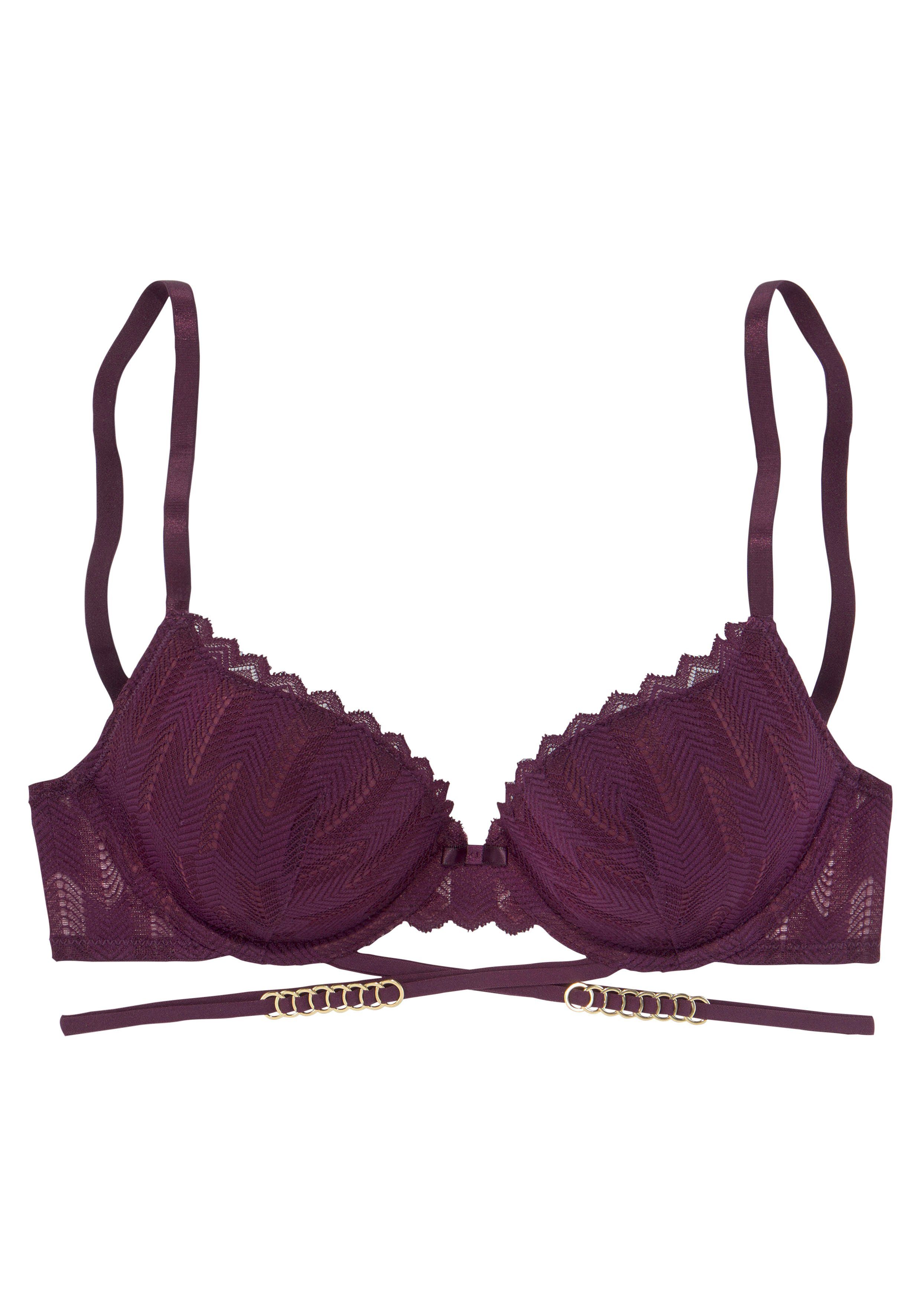 Lascana Push-up-bh met verleidelijke bandjes en metalen accessoires, lingerie