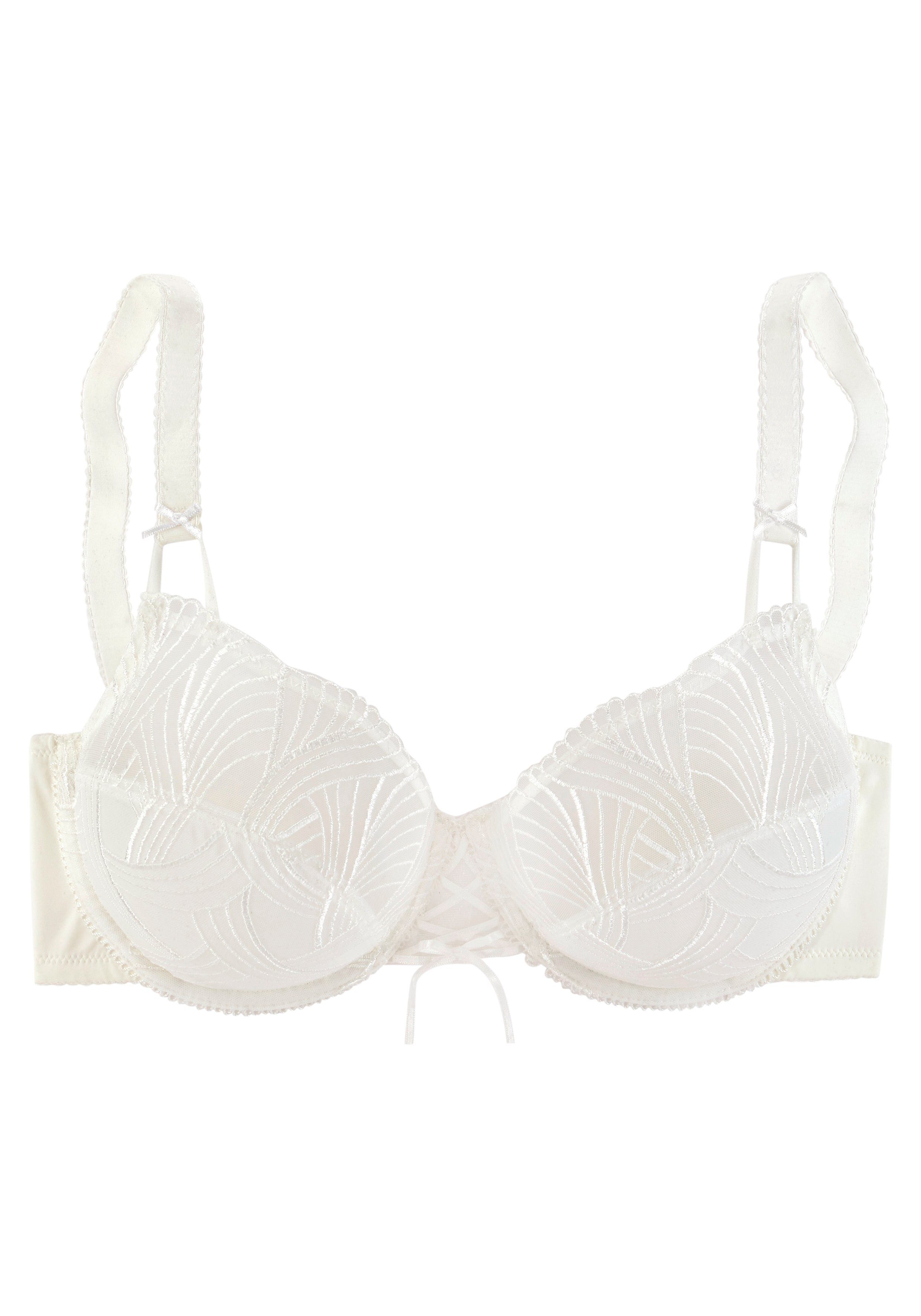 Lascana Beugel-bh met modieuze geborduurde kant en vetersluiting, dessous