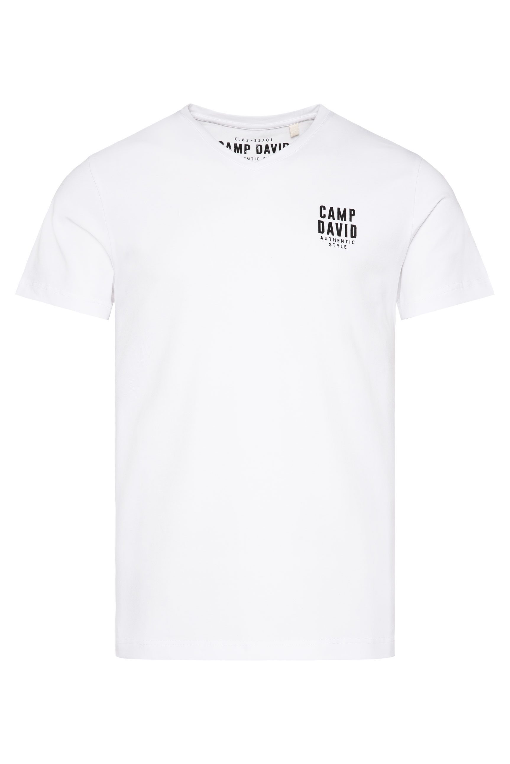 CAMP DAVID Shirt met V-hals met logoprint op borsthoogte