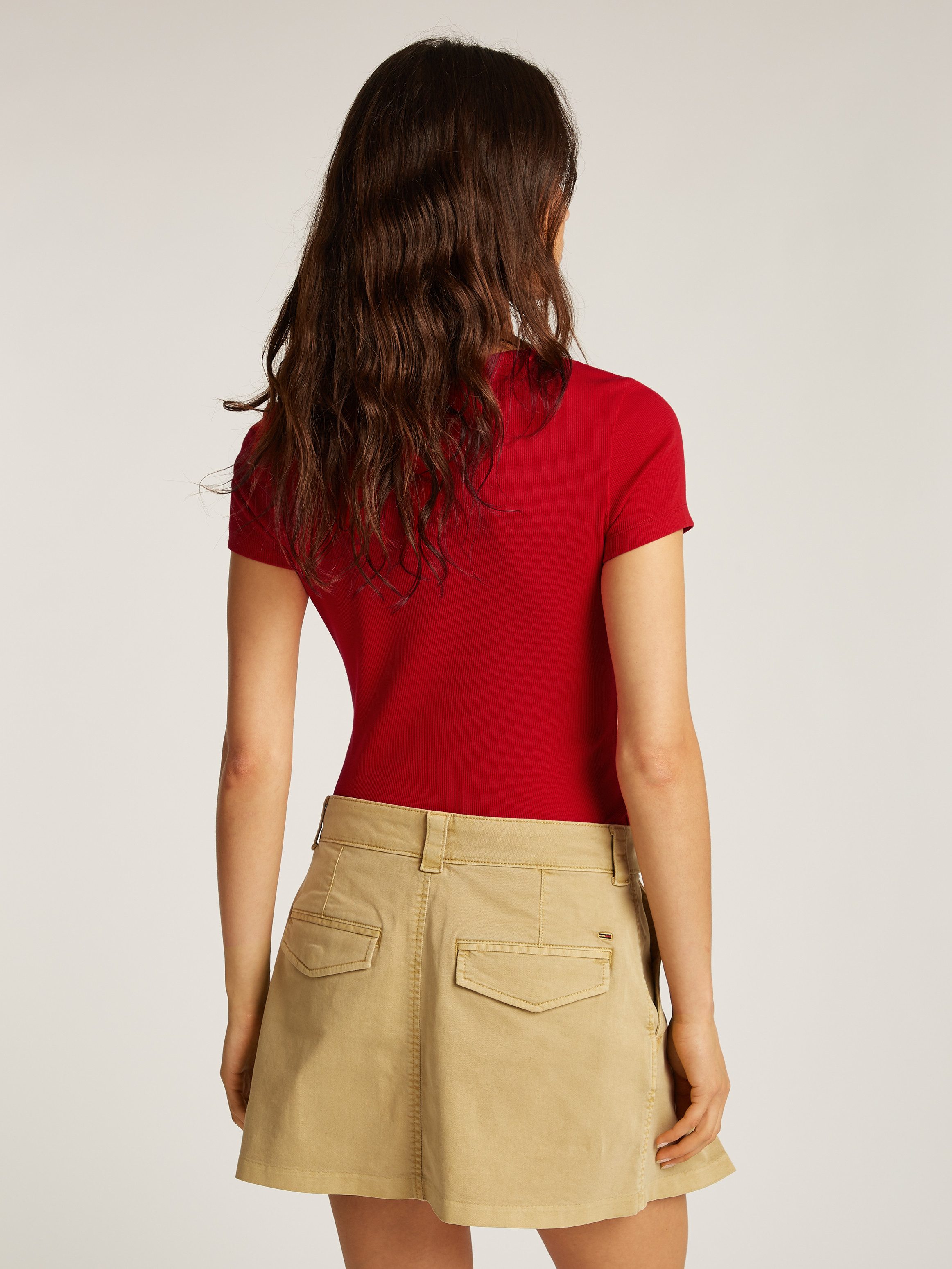 TOMMY JEANS T-shirt Slim Essential Rib V-Neck Rippshirt