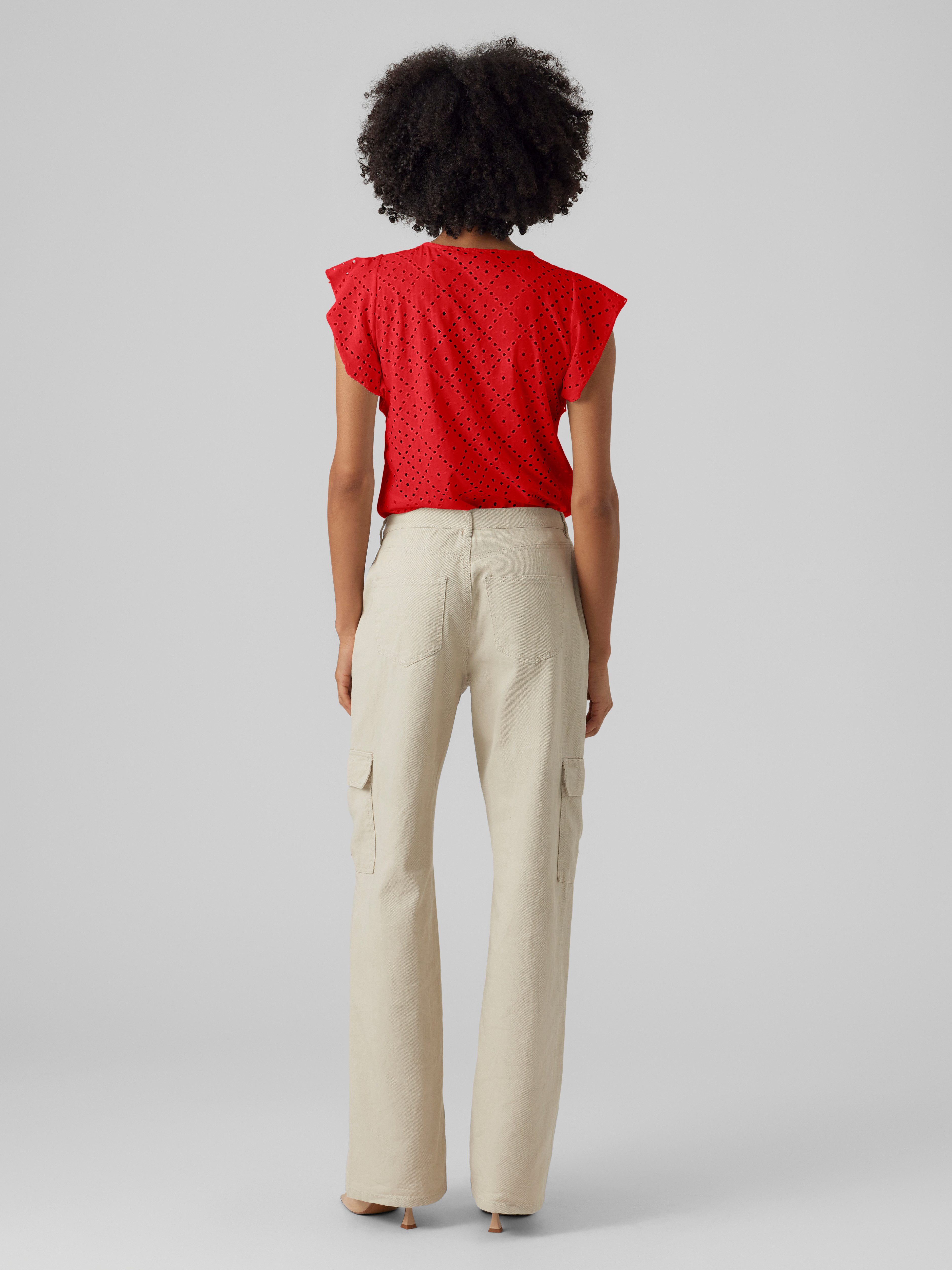 Vero Moda Shirt met ronde hals VMTASSA SL FRILL TOP NOOS