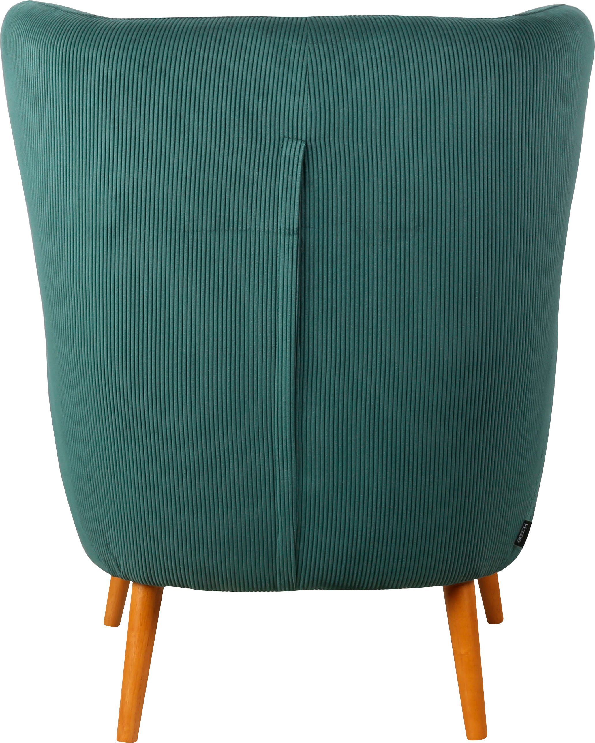 Home affaire Oorfauteuil Yamuna met beklede zitting, frame en poten van massief hout, zithoogte 47 cm