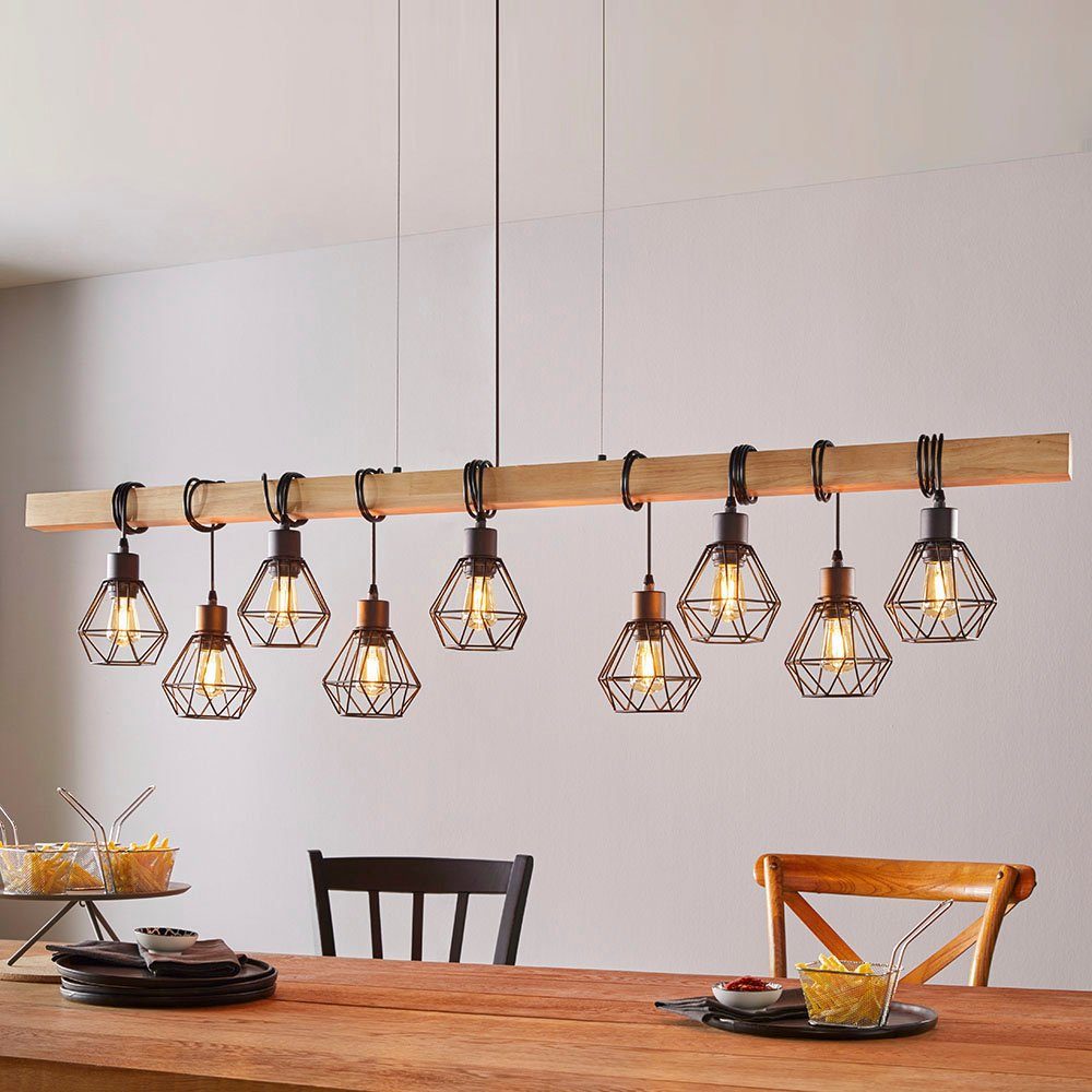 EGLO Hanglamp TOWNSHEND 5 zwart / l150 x h110 x b20 cm / van hout en metaal / retro / vintage