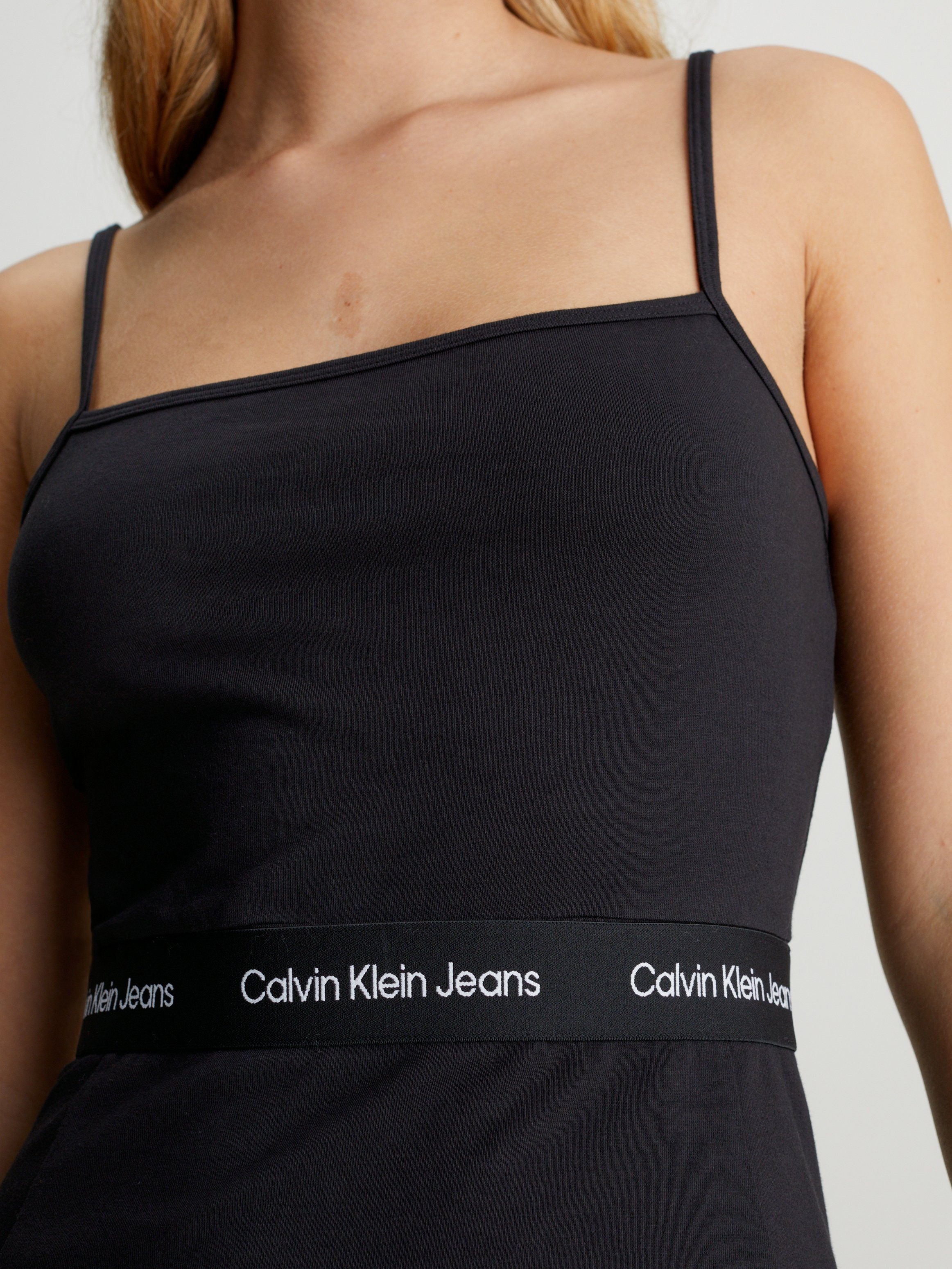 Calvin Klein Jurk met spaghettibandjes LOGO ELASTIC STRAPPY DRESS