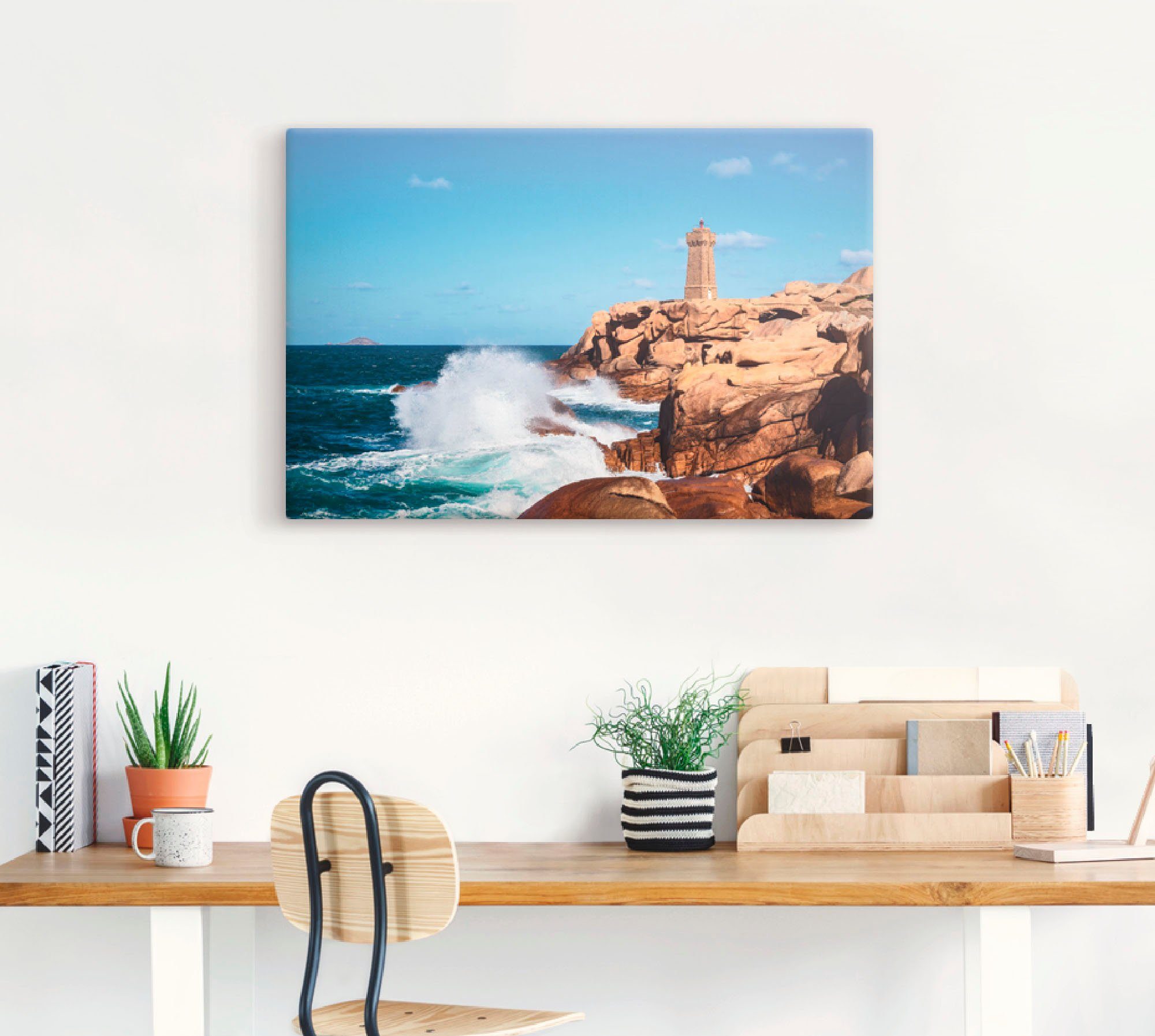 Artland Artprint Kust van de Atlantische Oceaan Bretagne bij Ploumanach als artprint van aluminium, artprint op linnen, muursticker of poster in verschillende maten
