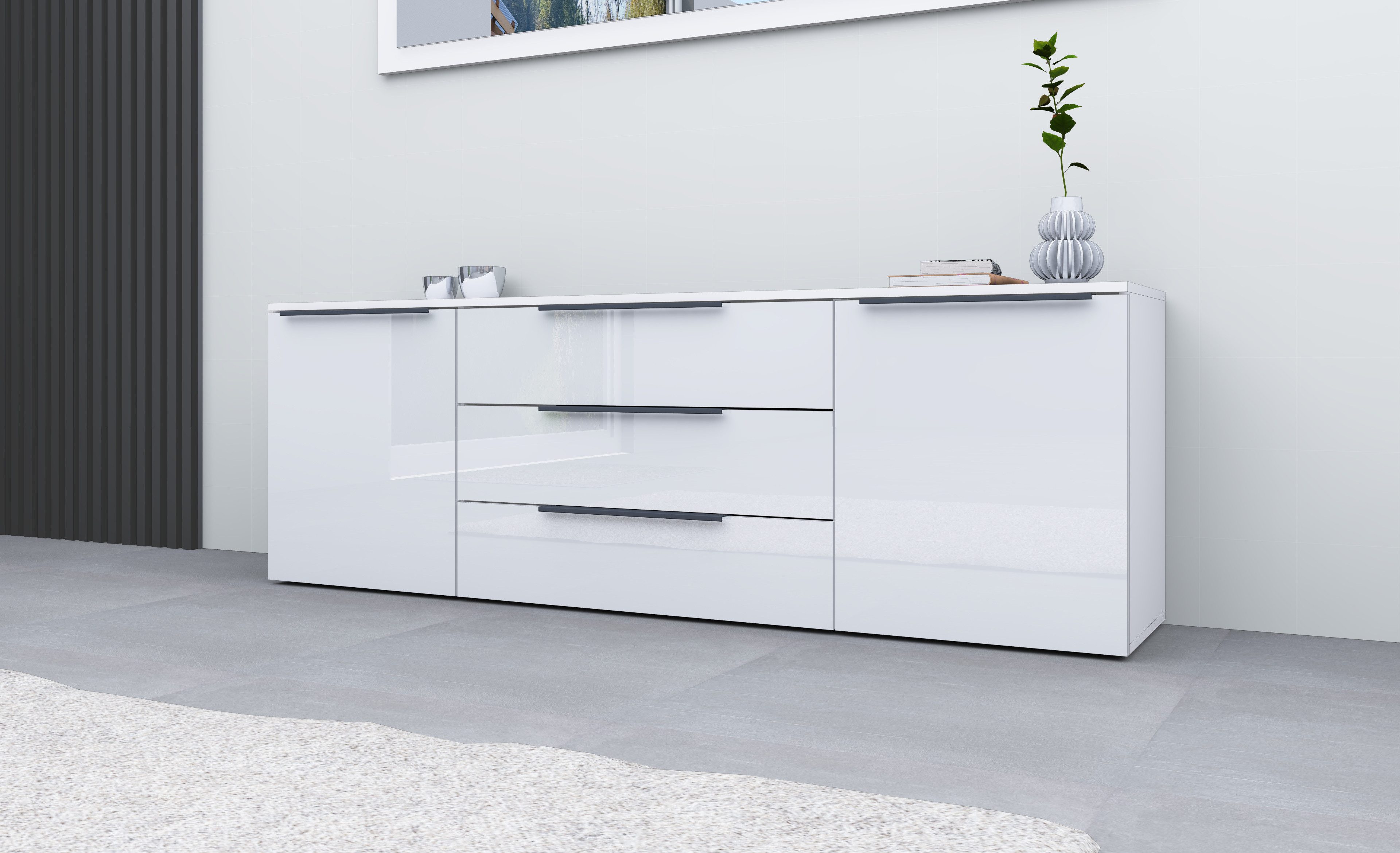 borchardt Möbel Kast Tom Aluminium grepen in grafietgrijs mat, in hoogte verstelbare legplanken