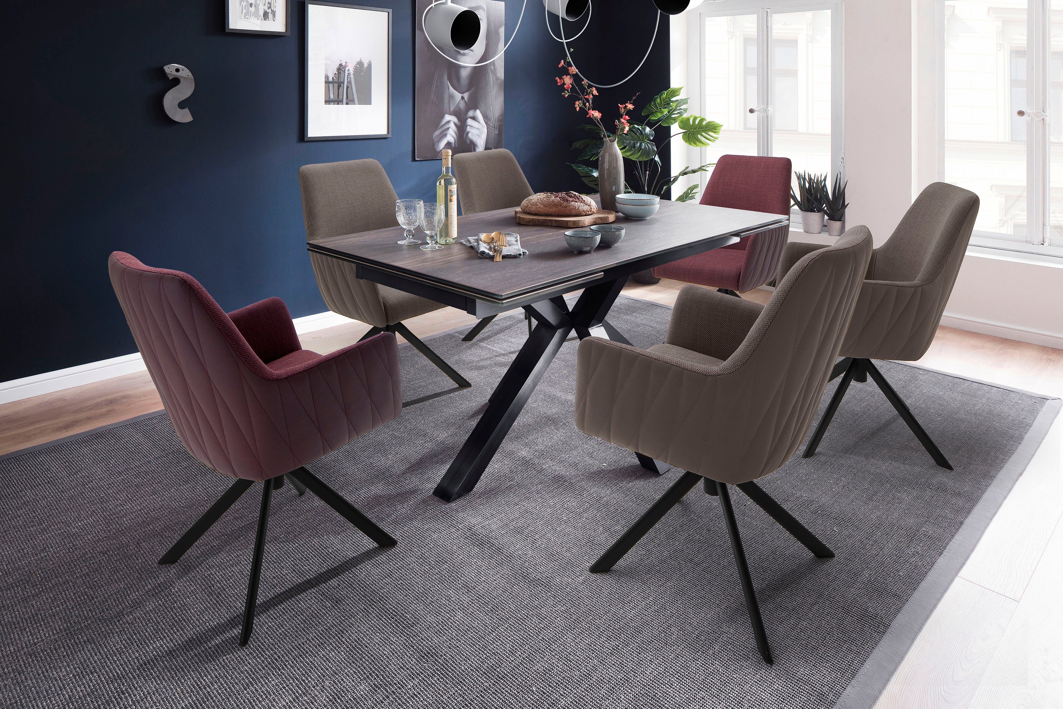 MCA furniture Stoel met 4 poten Reynosa Eetkamerstoel 360º draaibaar met nivellering, belastbaar tot 120 kg (set, 2 stuks)