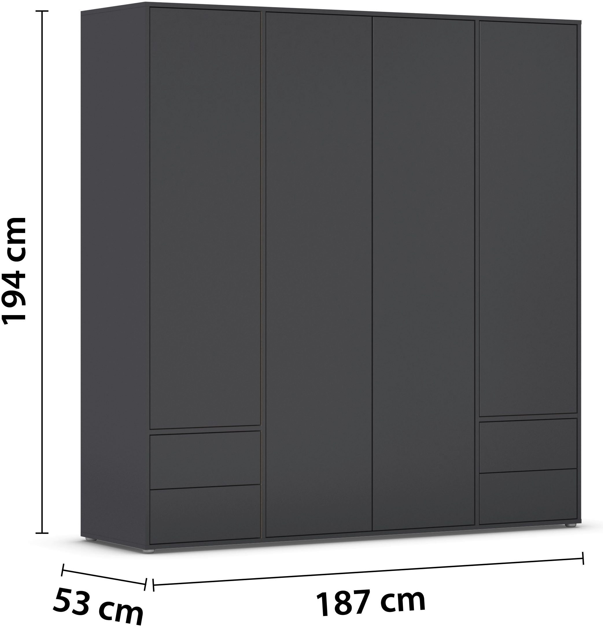 rauch Draaideurkast Kledingkast Kast Garderobe Wasmand NABILA veel Opbergruimte met 2 lades en push-to-open functie topseller made in germany