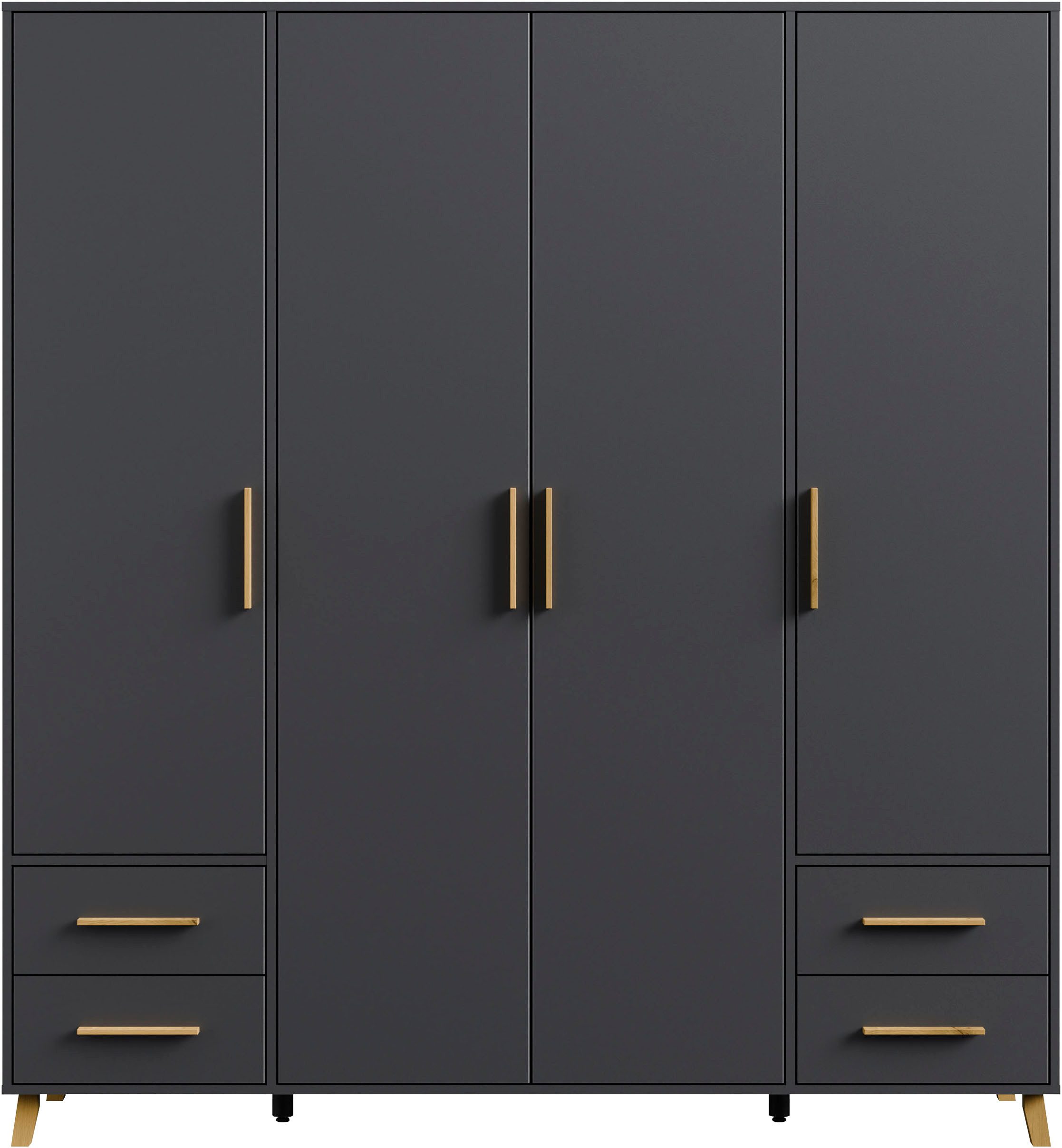 rauch Draaideurkast Kledingkast kast garderobe waskast SHINJO Grepen en voeten van massief hout met 2 lades MADE IN GERMANY